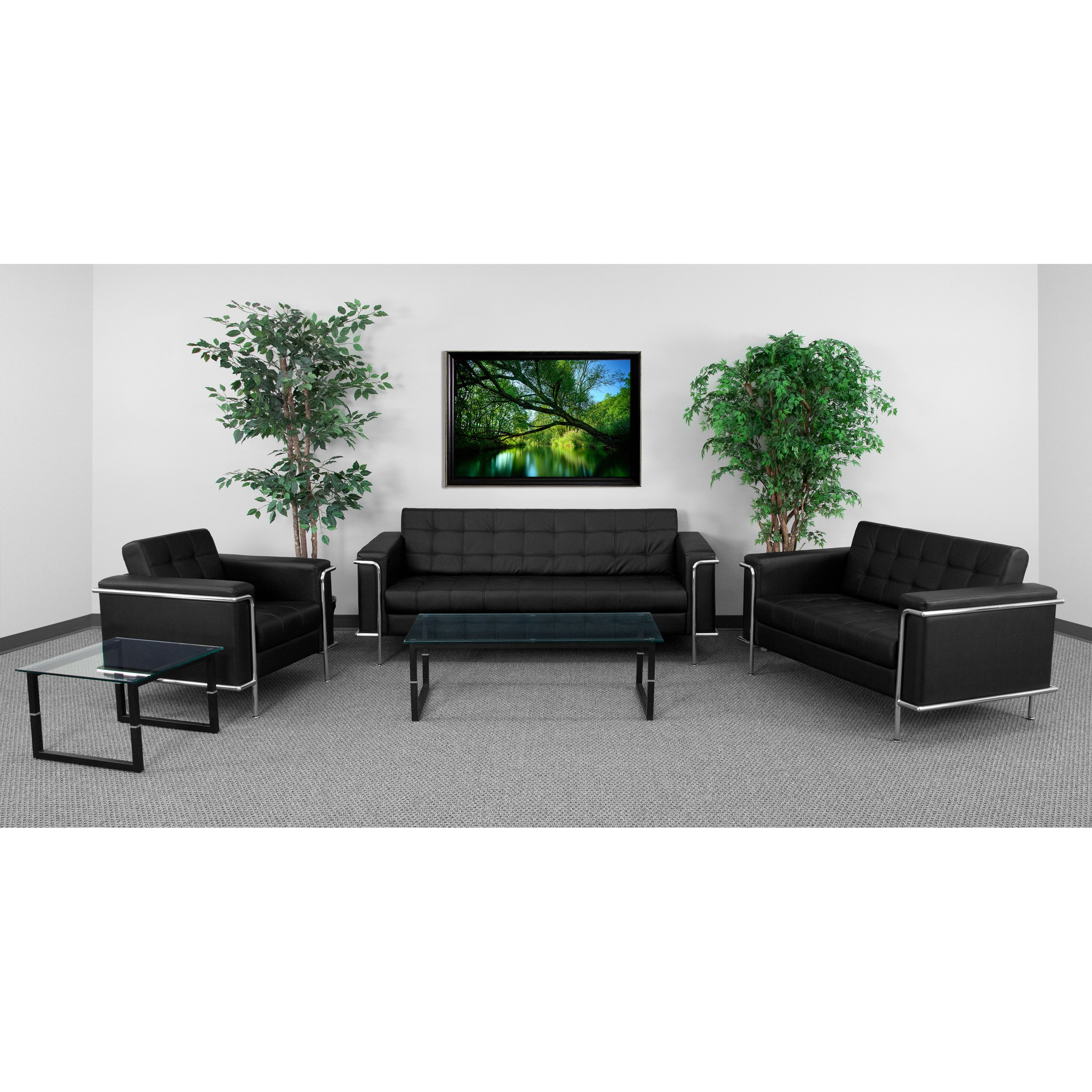 HERCULES Lesley Series Reception Set in Black LeatherSoft