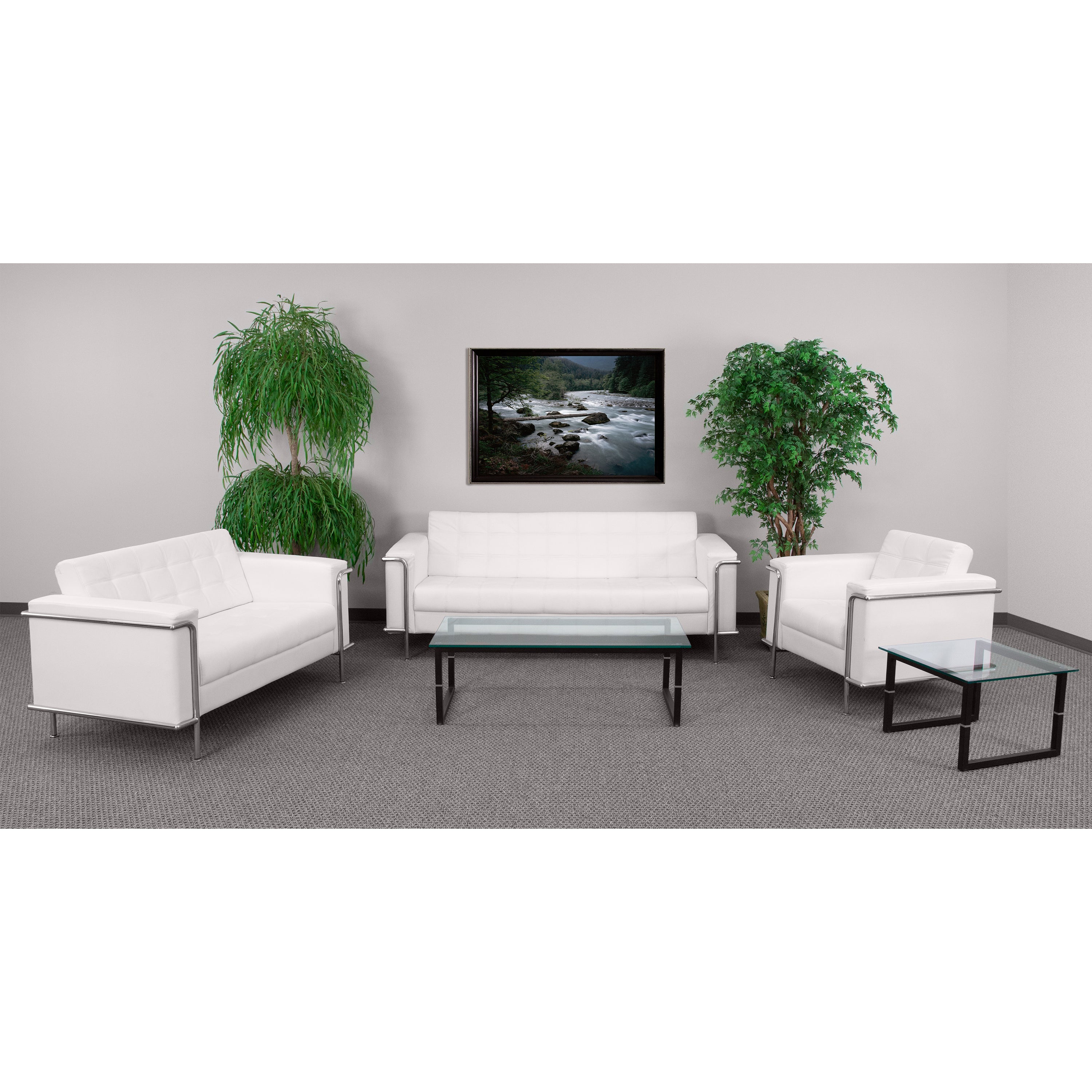 HERCULES Lesley Series Reception Set in Melrose White LeatherSoft