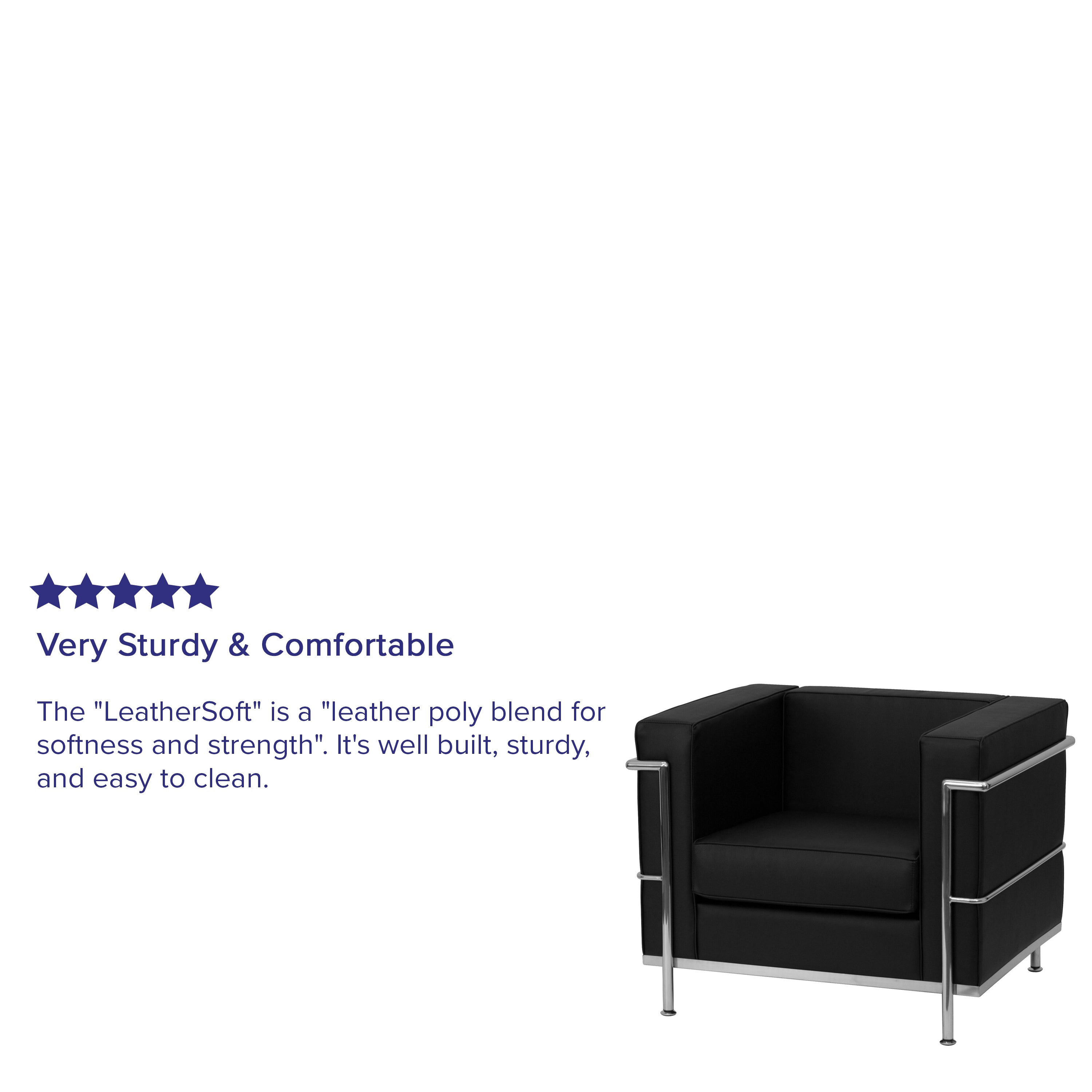 HERCULES Regal Series Contemporary Black LeatherSoft Chair with Encasing Frame
