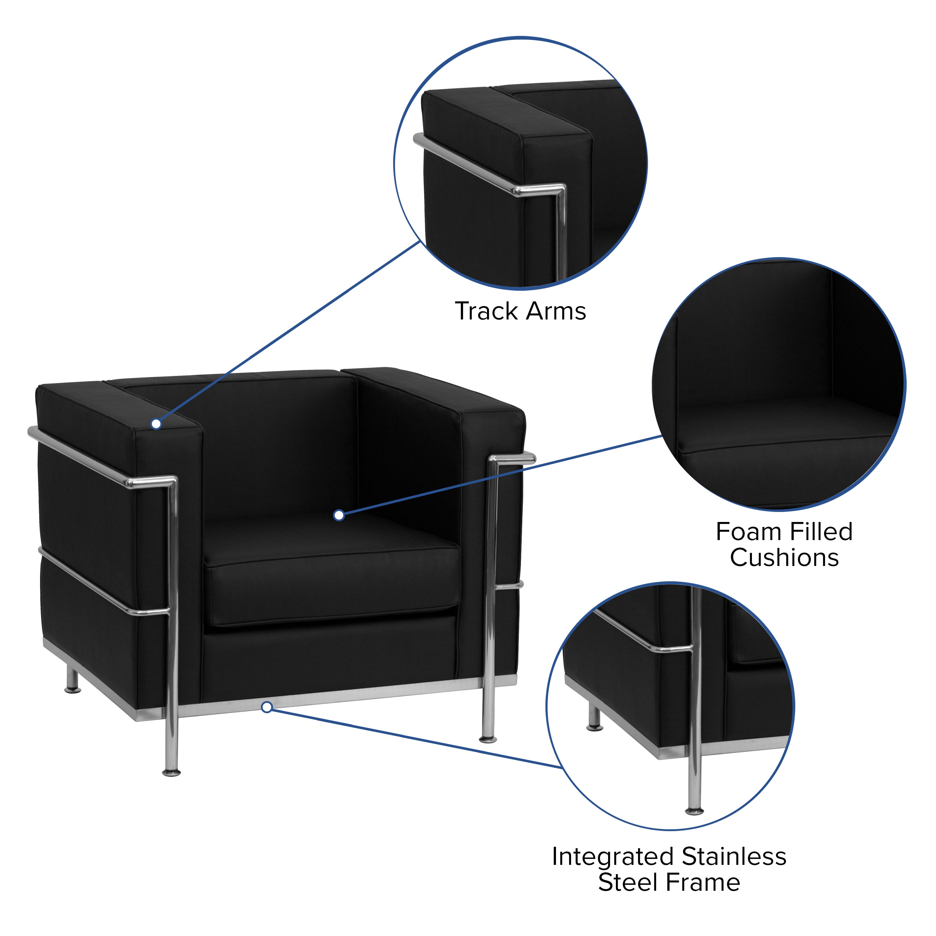 HERCULES Regal Series Contemporary Black LeatherSoft Chair with Encasing Frame