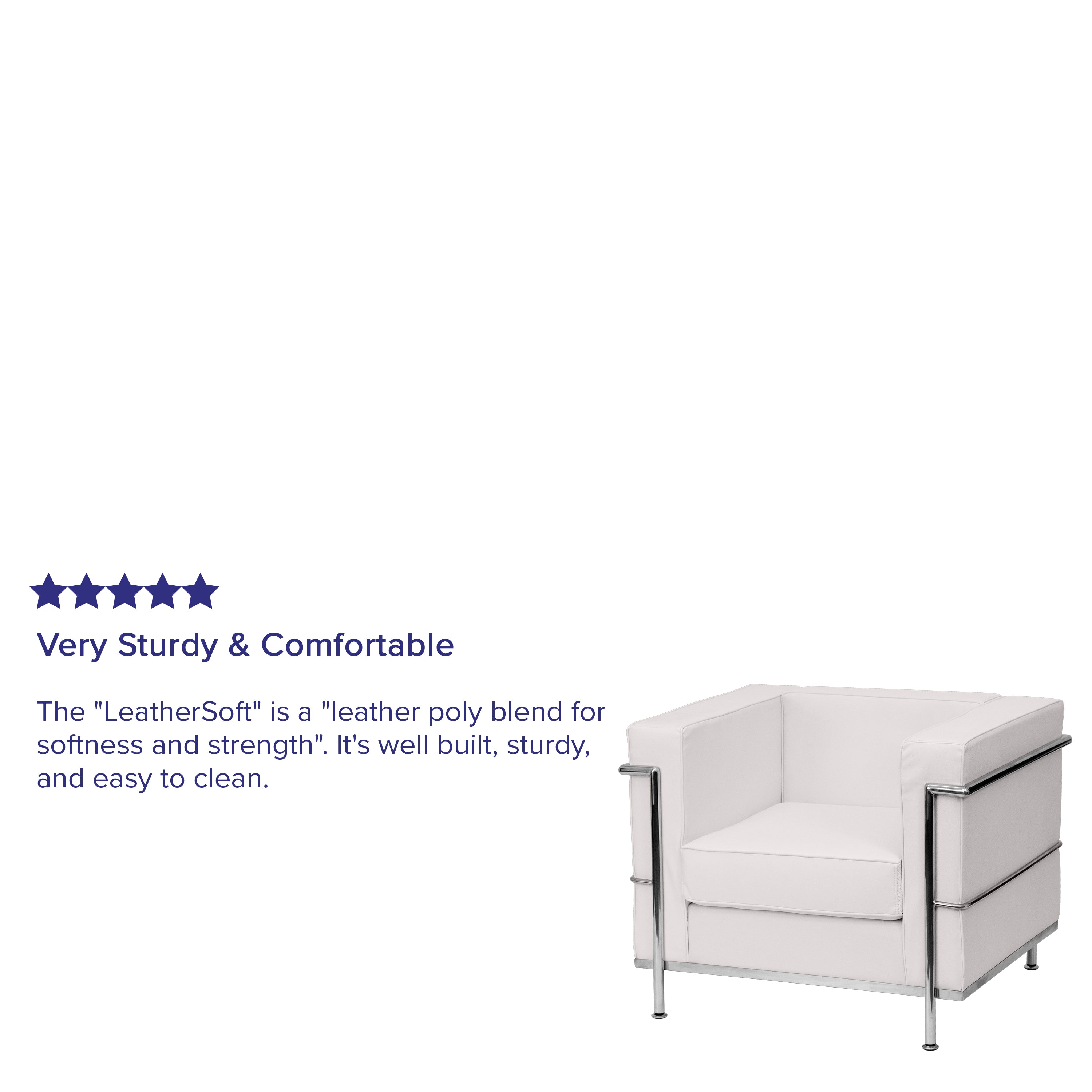 HERCULES Regal Series Contemporary Melrose White LeatherSoft Chair with Encasing Frame
