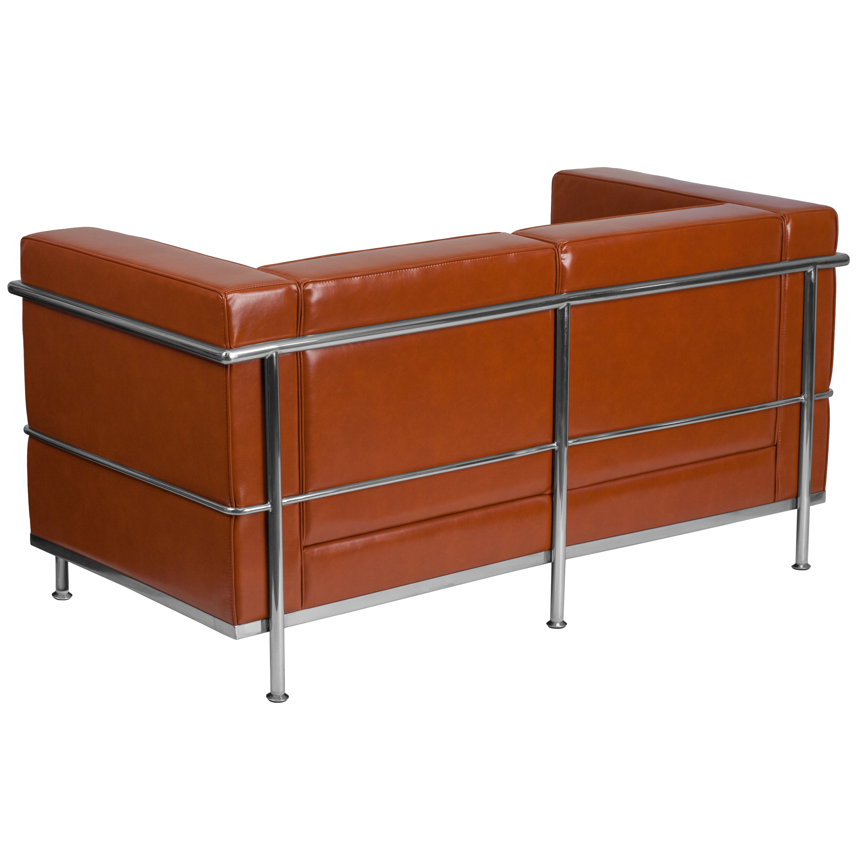 HERCULES Regal Series Contemporary Cognac LeatherSoft Loveseat with Encasing Frame