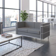 Hercules Regal Series Contemporary Gray LeatherSoft Loveseat with Encasing Frame