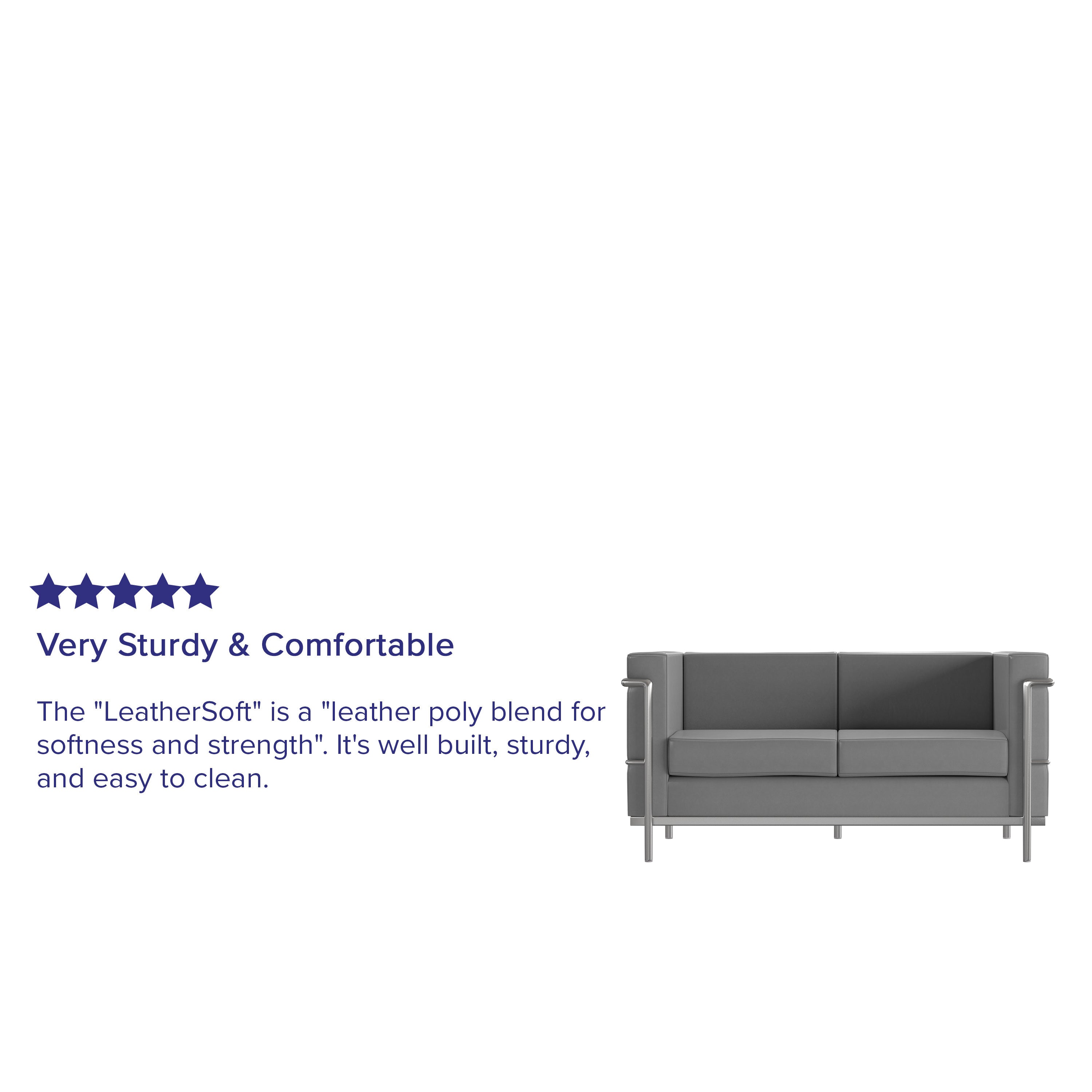 Hercules Regal Series Contemporary Gray LeatherSoft Loveseat with Encasing Frame