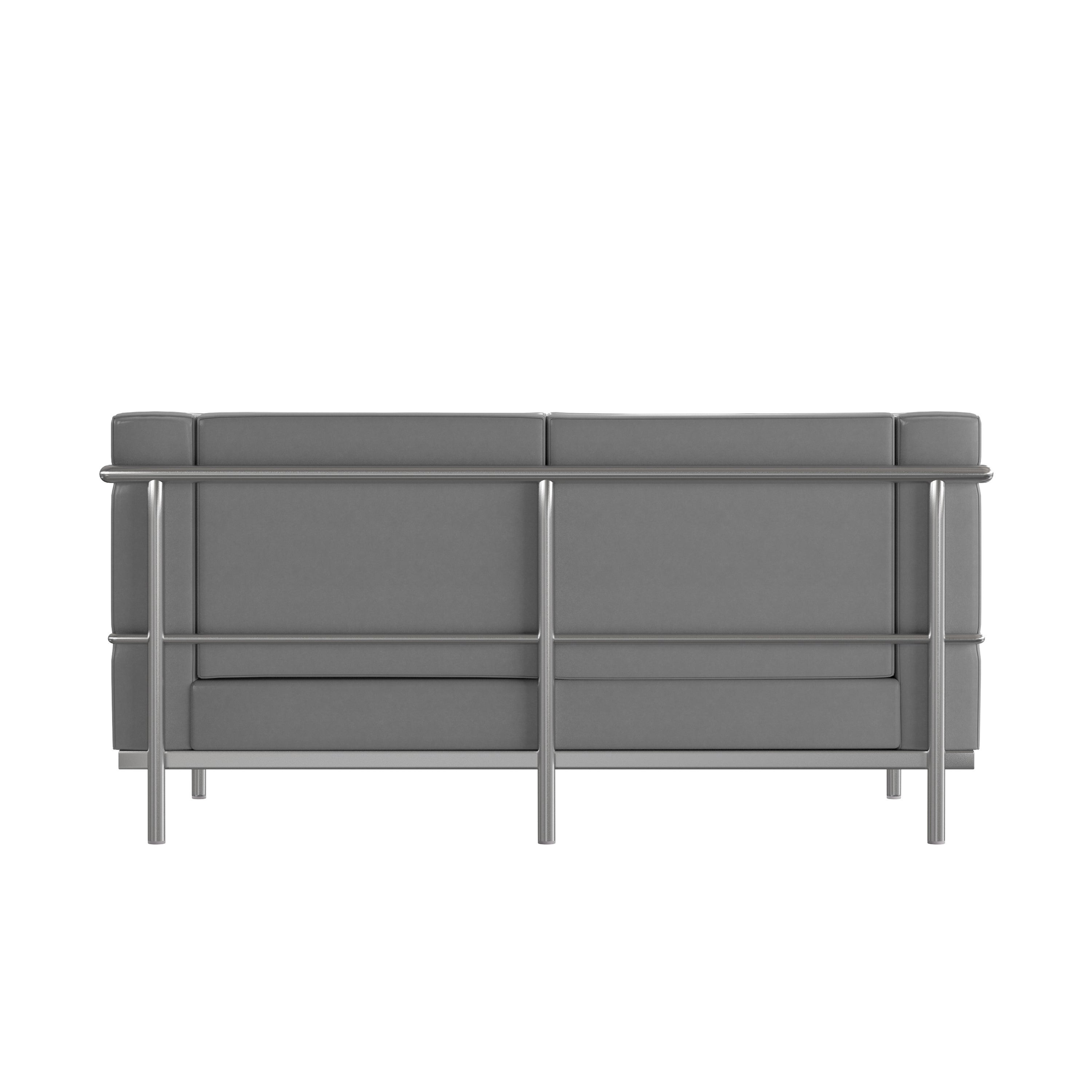 Hercules Regal Series Contemporary Gray LeatherSoft Loveseat with Encasing Frame