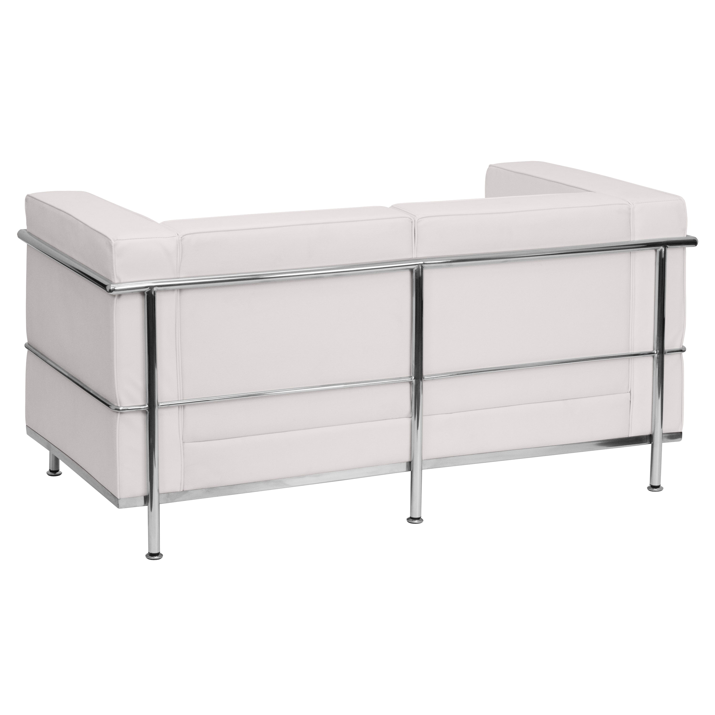 HERCULES Regal Series Contemporary Melrose White LeatherSoft Loveseat with Encasing Frame