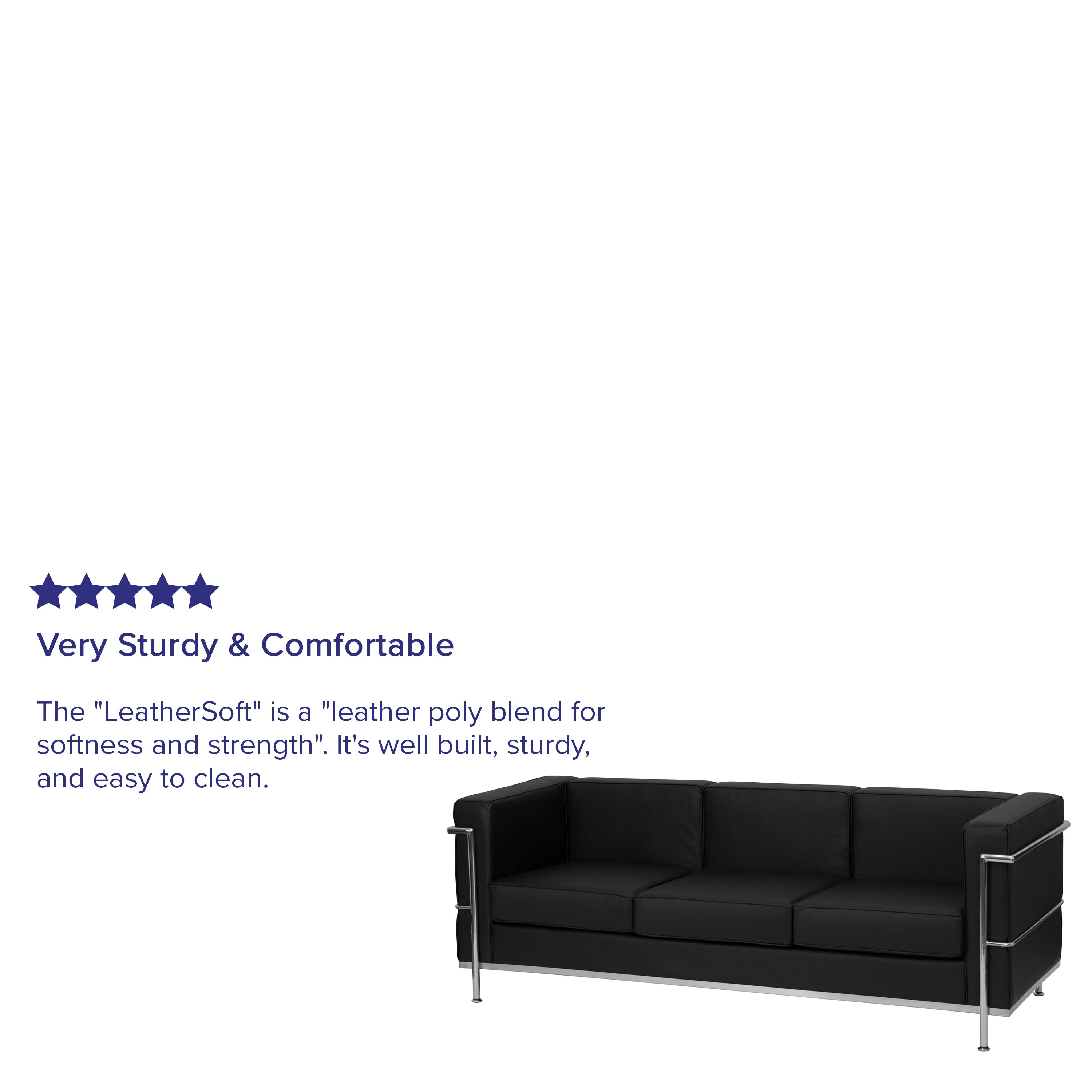 HERCULES Regal Series Contemporary Black LeatherSoft Sofa with Encasing Frame