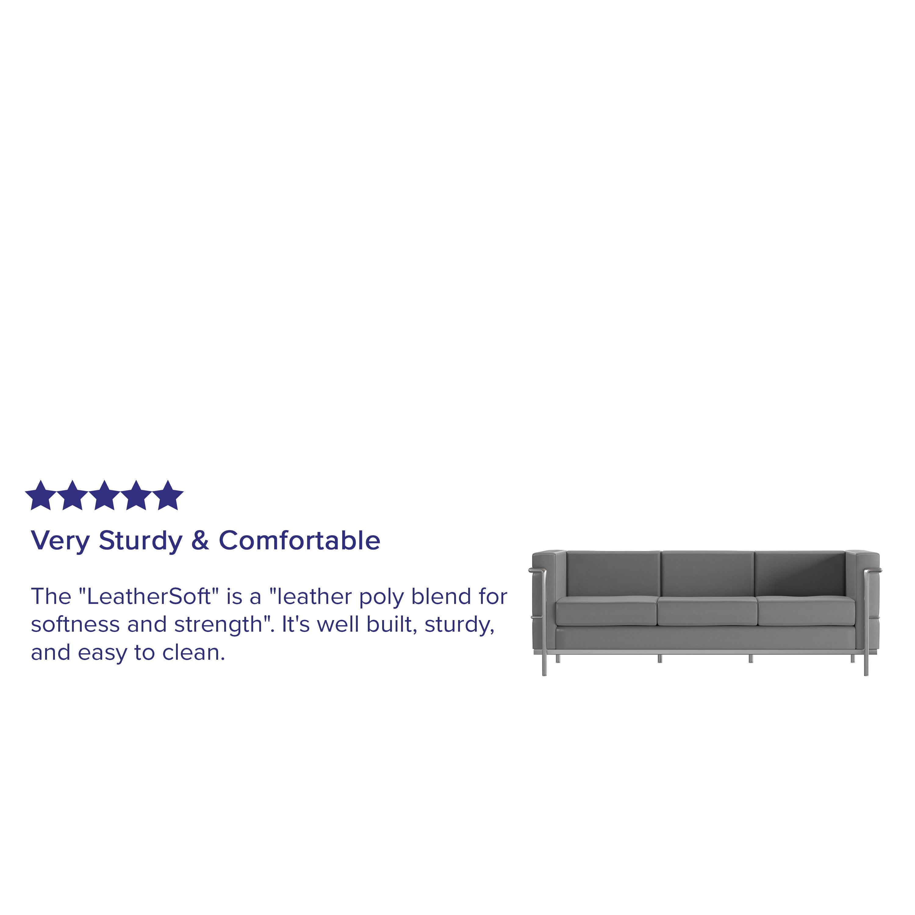 Hercules Regal Series Contemporary Gray LeatherSoft Sofa with Encasing Frame