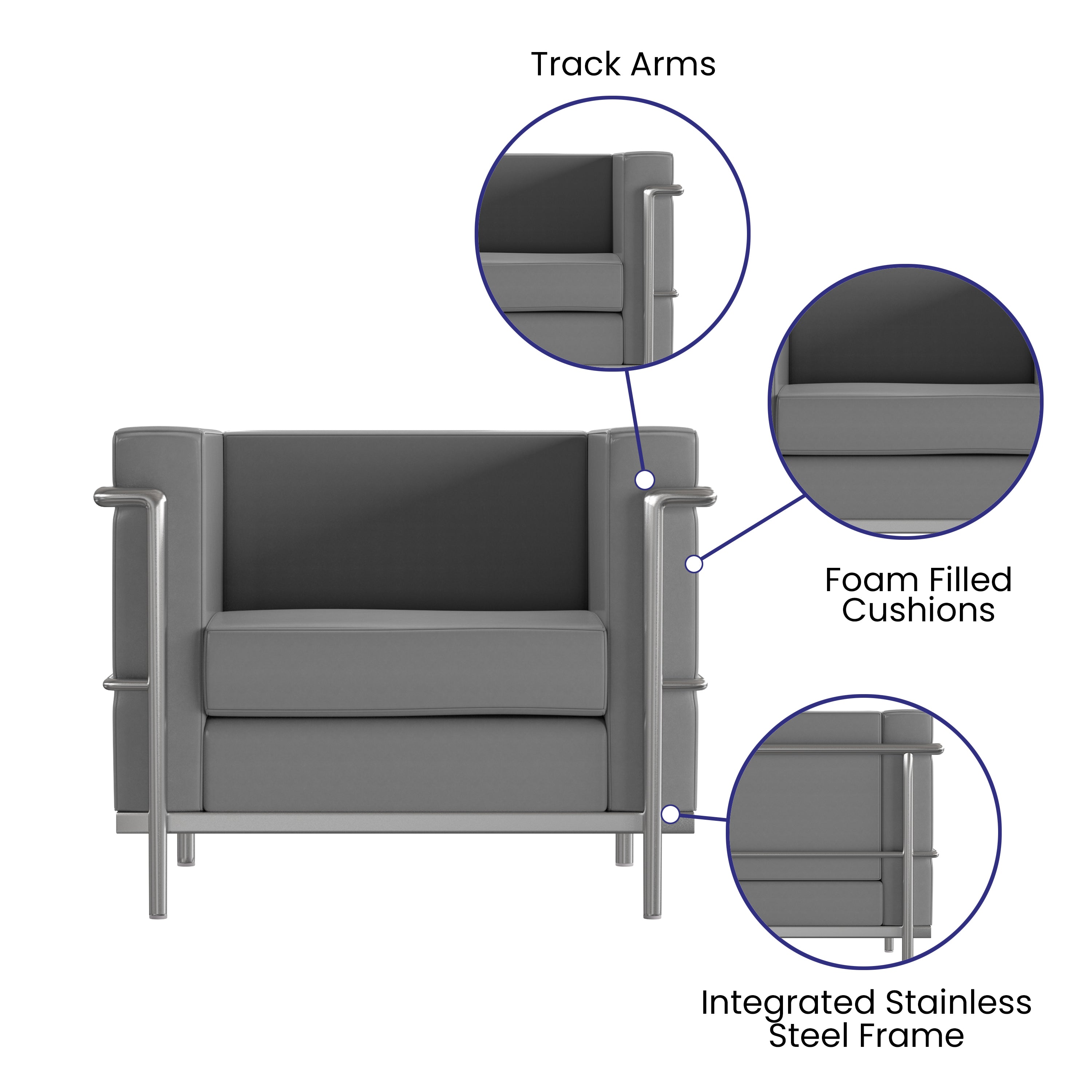 HERCULES Regal Series Reception Set in Gray LeatherSoft