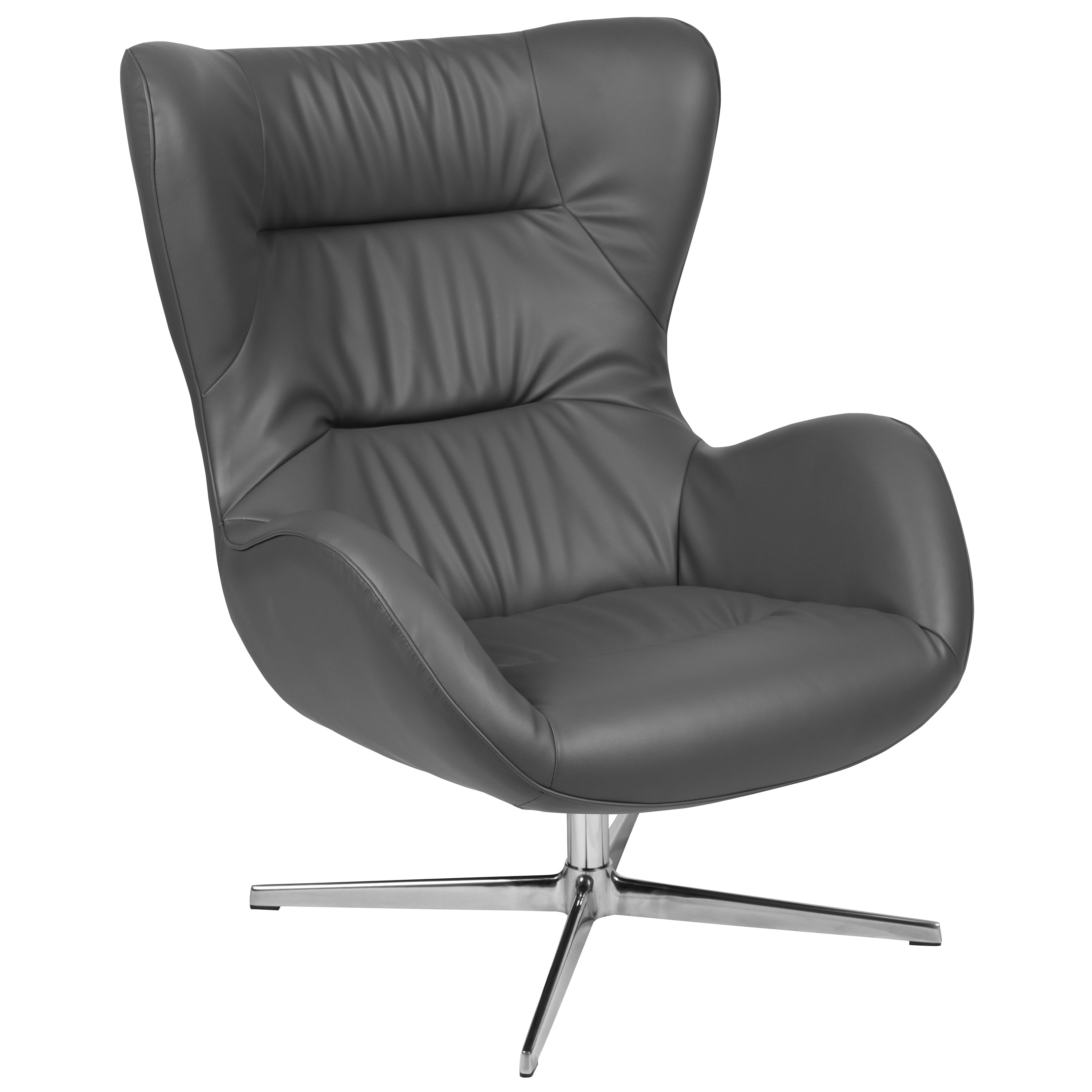 Rally Gray LeatherSoft Swivel Wing Chair