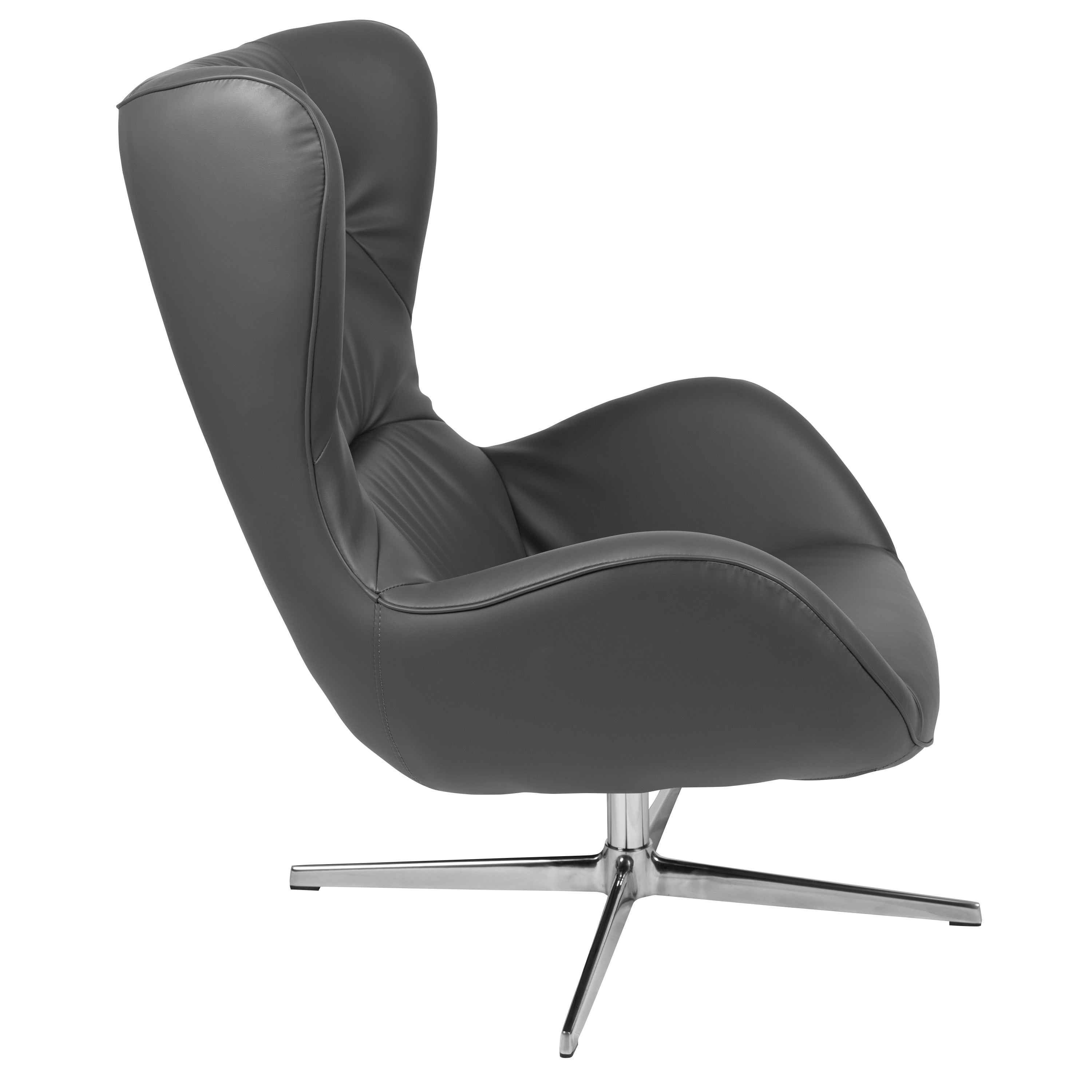 Rally Gray LeatherSoft Swivel Wing Chair