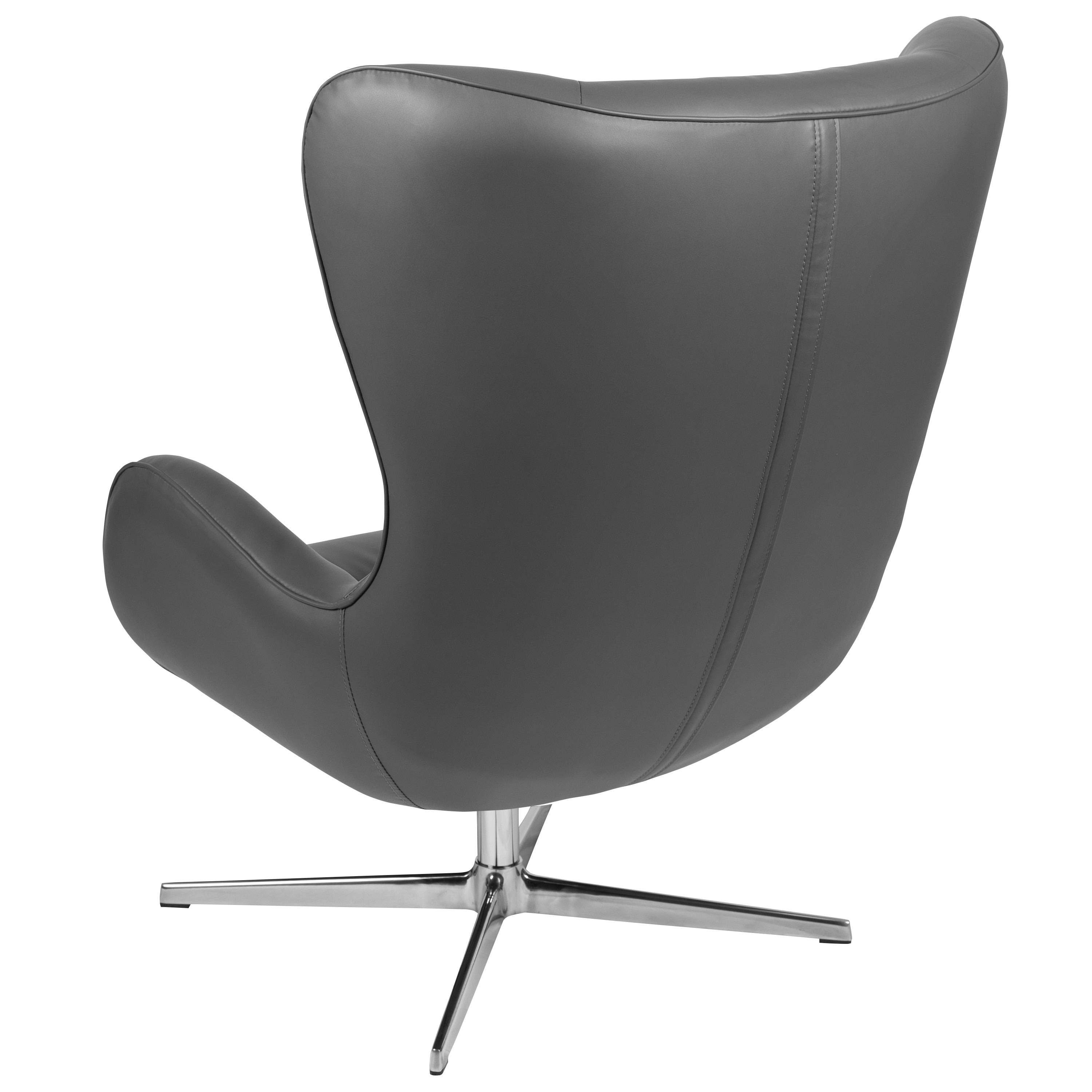 Rally Gray LeatherSoft Swivel Wing Chair