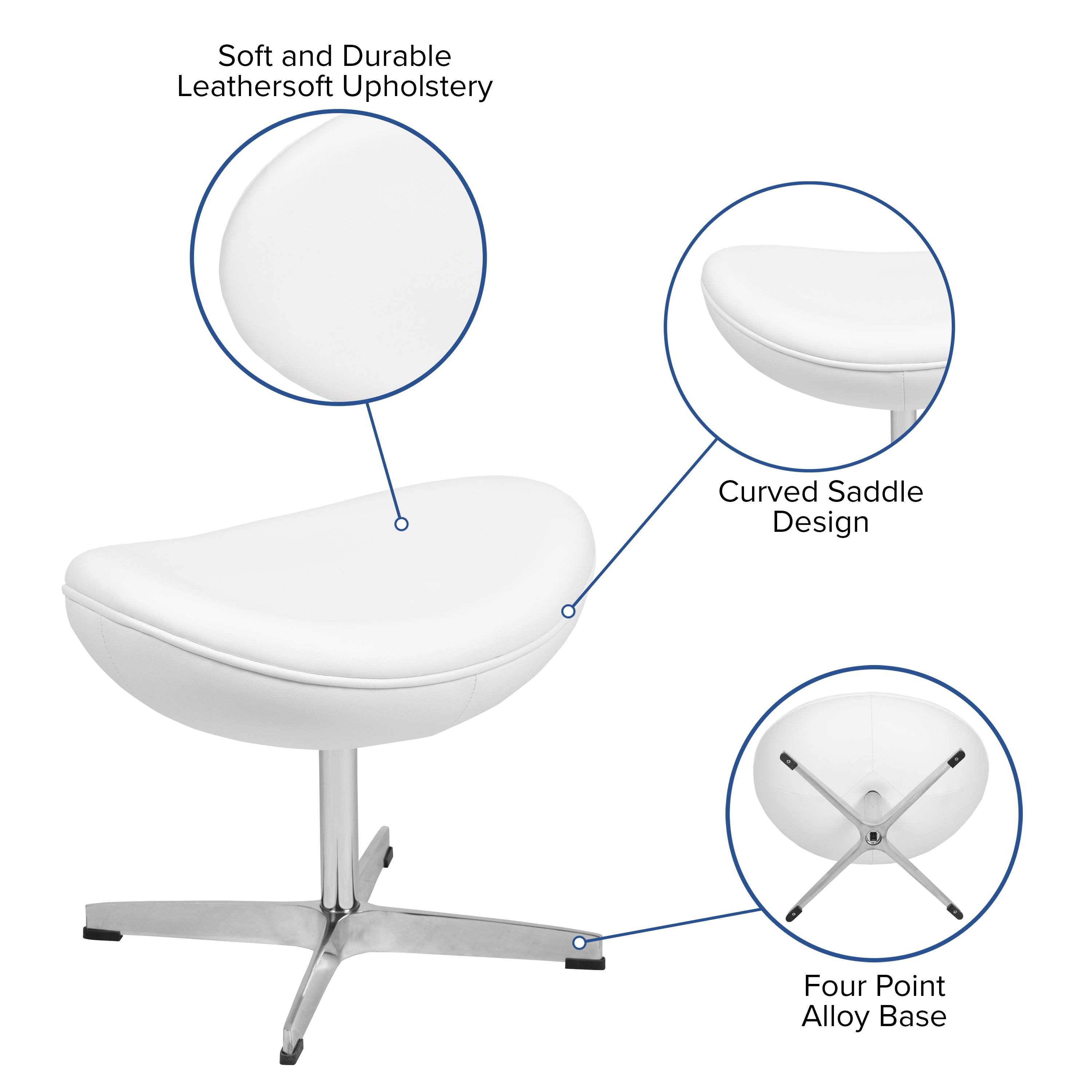 Rally White LeatherSoft Saddle Wing Ottoman