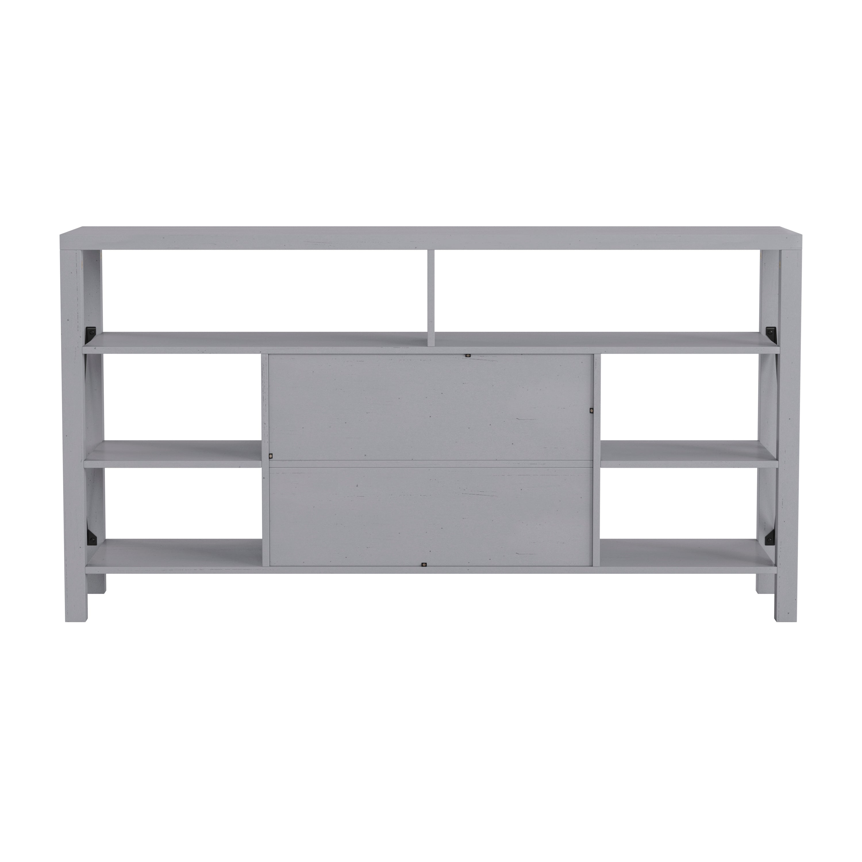 Wyatt 60" Modern Farmhouse Tall TV Console Cabinet with Storage Cabinets and Shelves for TV's up to 60", Coastal Gray