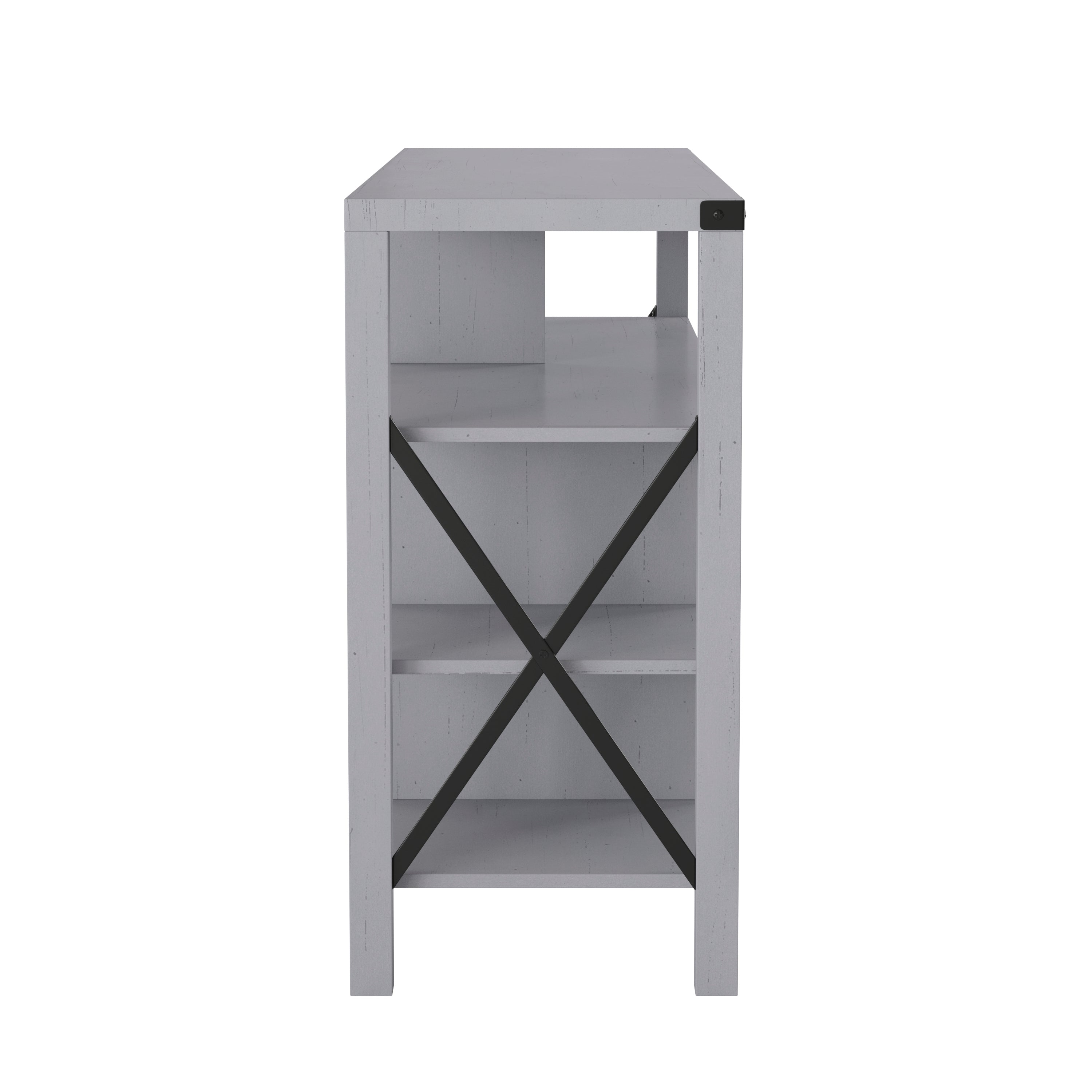 Wyatt 60" Modern Farmhouse Tall TV Console Cabinet with Storage Cabinets and Shelves for TV's up to 60", Coastal Gray