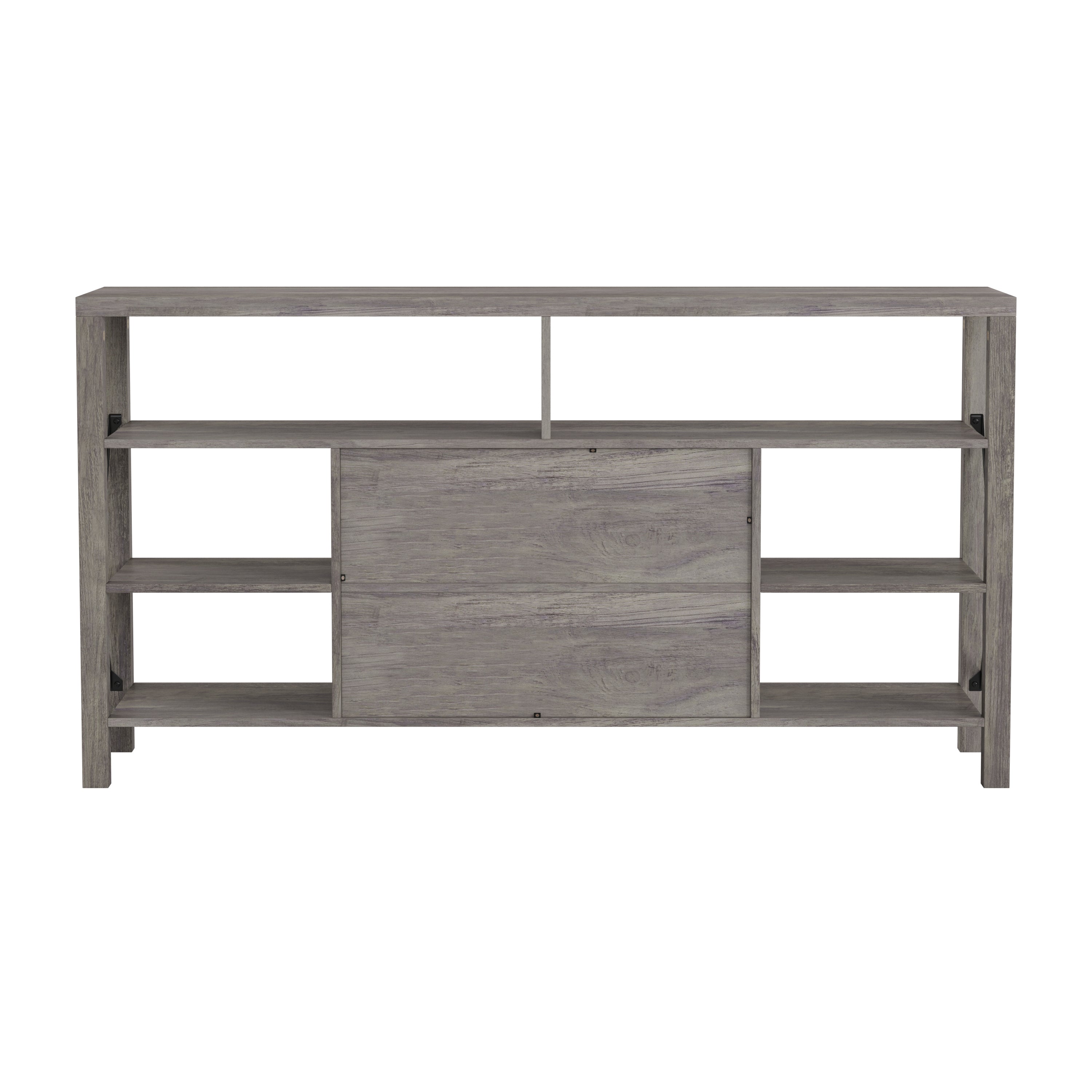 Wyatt 60" Modern Farmhouse Tall TV Console Cabinet with Storage Cabinets and Shelves for TV's up to 60", Gray Wash