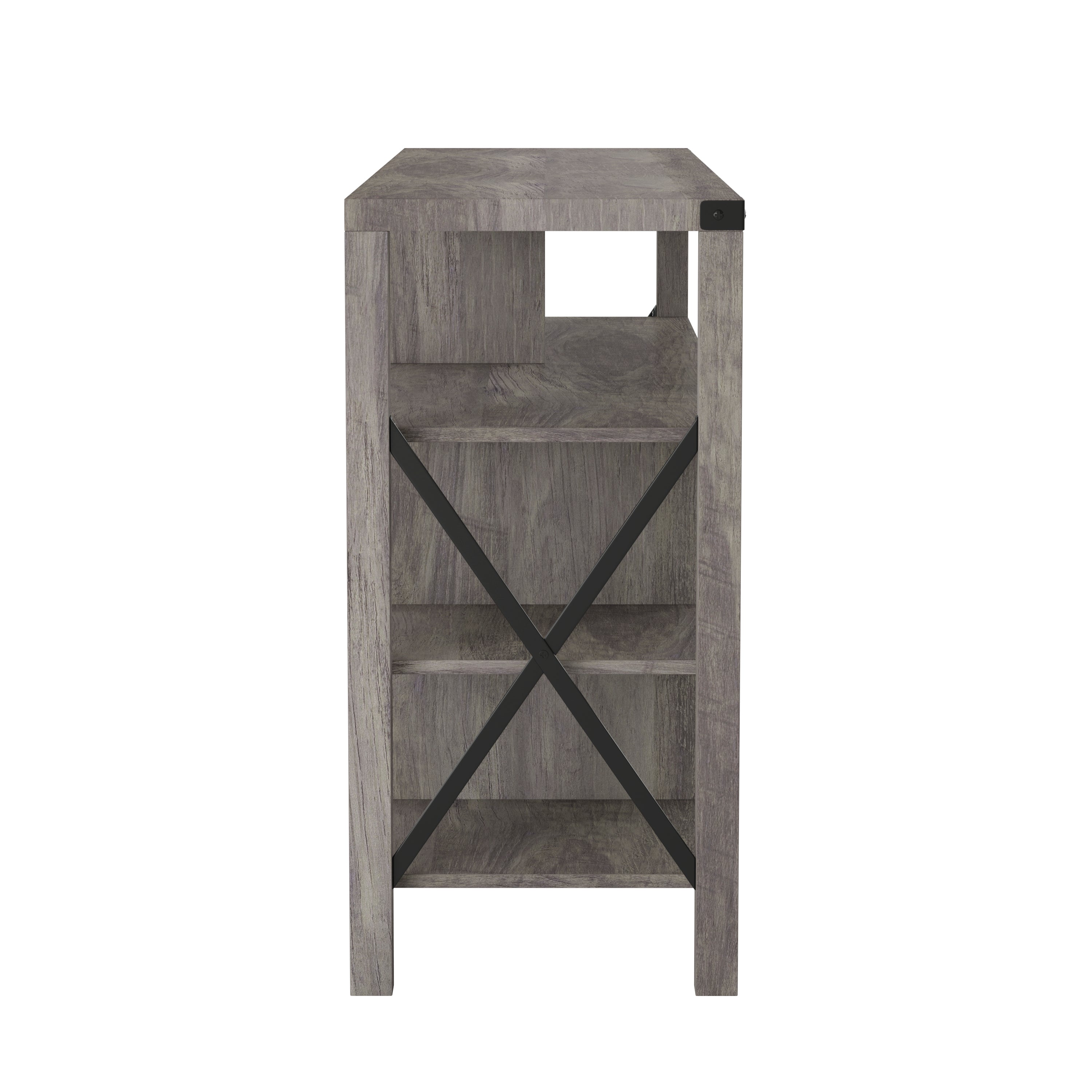 Wyatt 60" Modern Farmhouse Tall TV Console Cabinet with Storage Cabinets and Shelves for TV's up to 60", Gray Wash