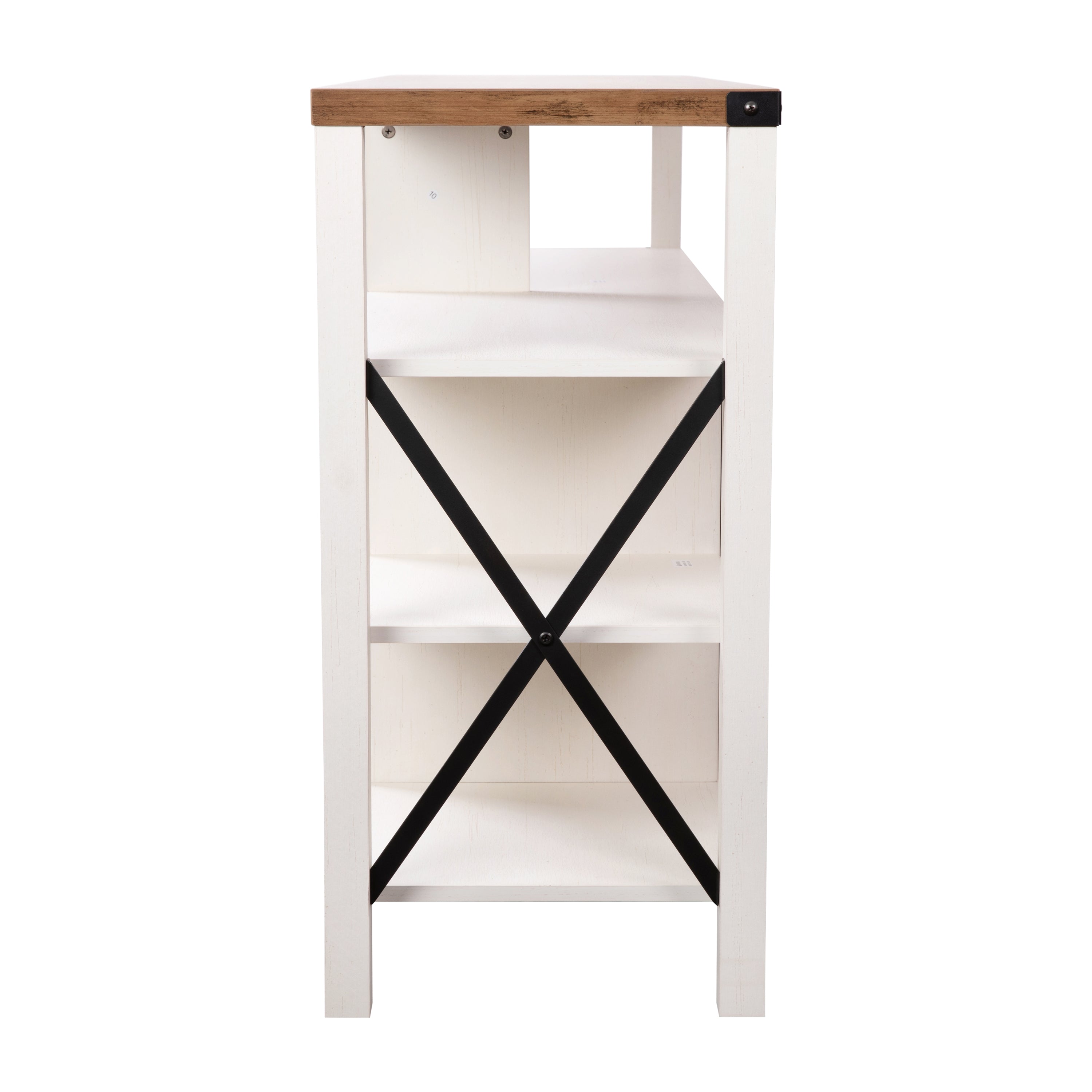 Wyatt 60" Modern Farmhouse Tall TV Stand with Storage Cabinets and Shelves for TV's up to 60", White/Rustic Oak