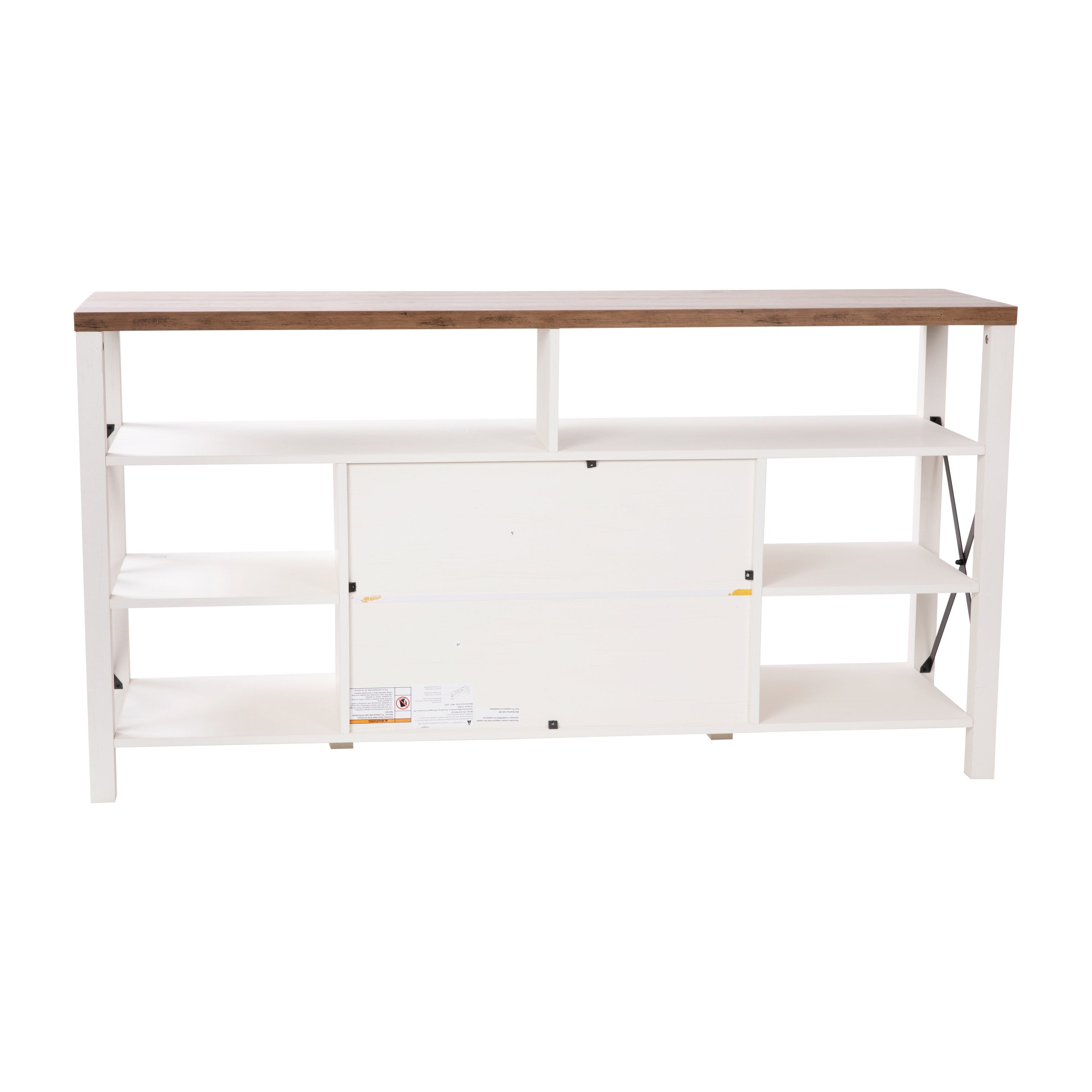 Wyatt 60" Modern Farmhouse Tall TV Stand with Storage Cabinets and Shelves for TV's up to 60", White/Rustic Oak