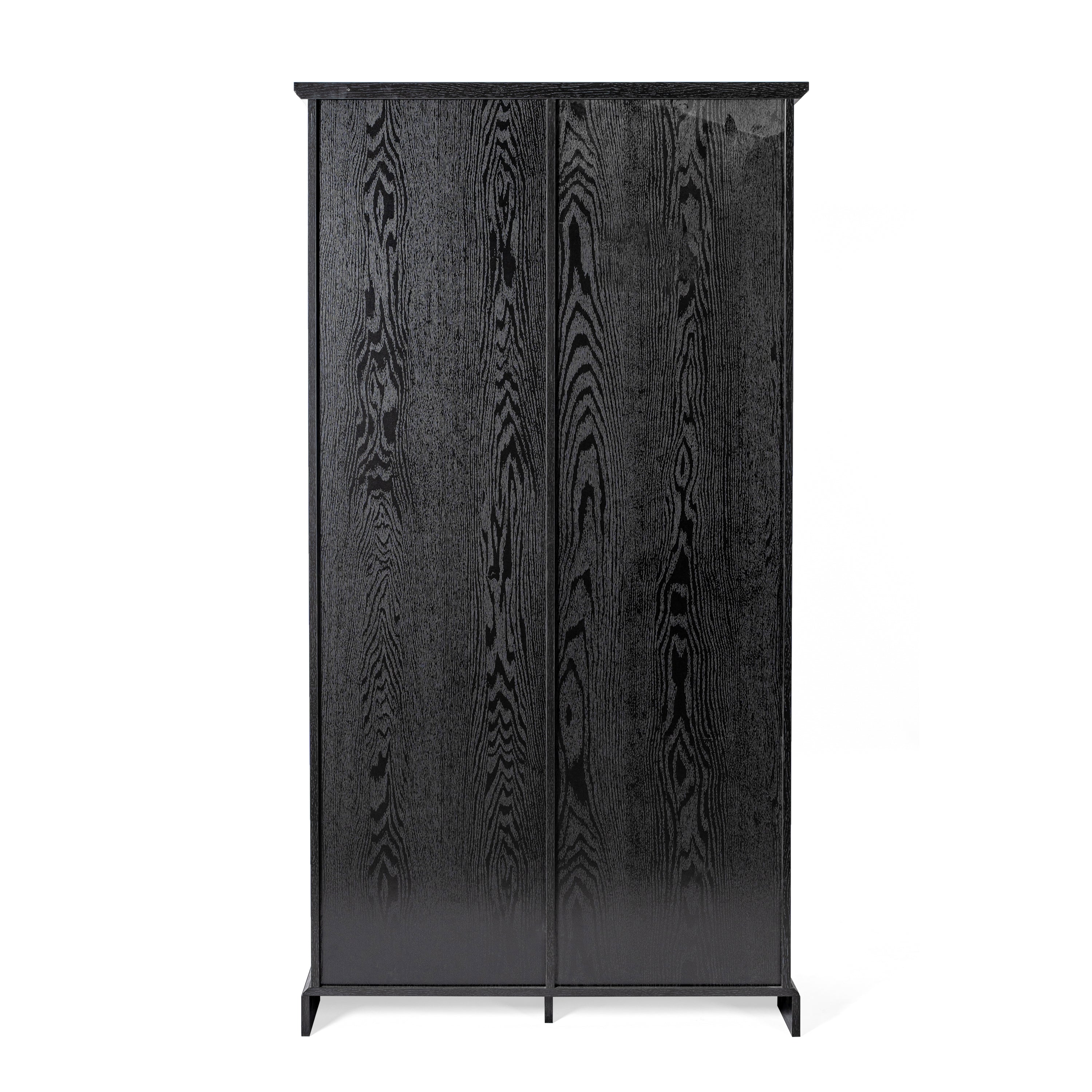 Harrison 36" Wide Rustic Farmhouse Storage Cabinet Bookcase with Sliding Barn Door and 4 Adjustable and 2 Fixed Shelves in Black
