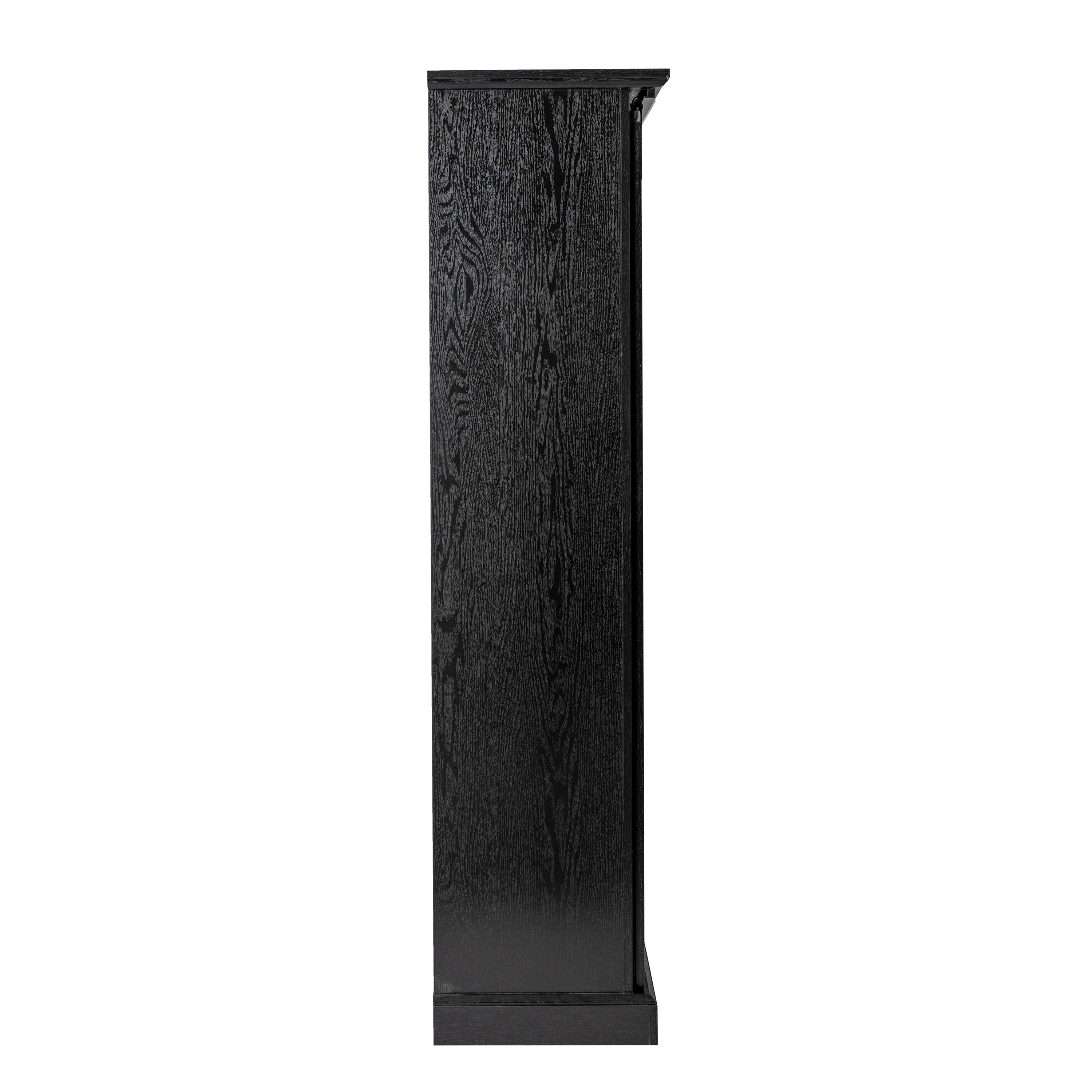 Harrison 36" Wide Rustic Farmhouse Storage Cabinet Bookcase with Sliding Barn Door and 4 Adjustable and 2 Fixed Shelves in Black