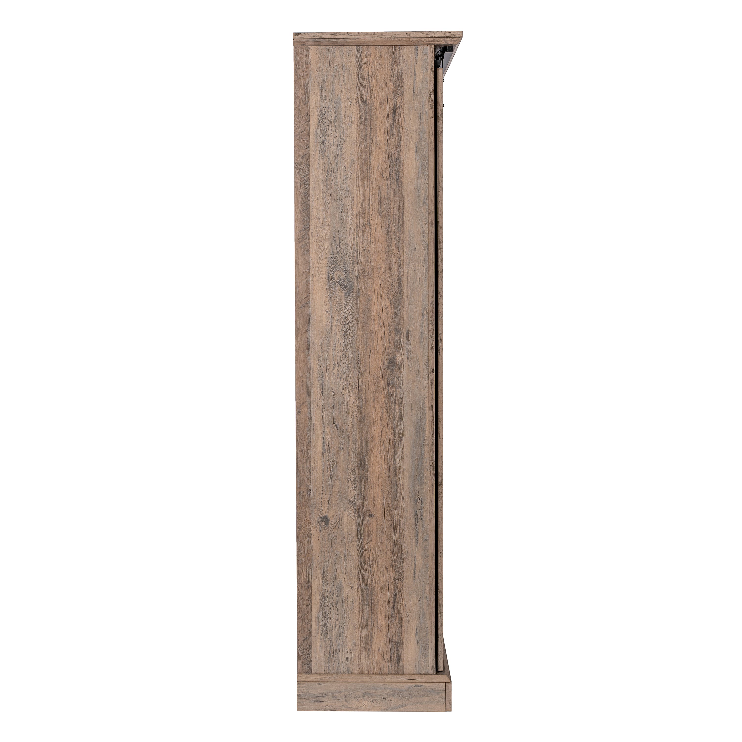 Harrison 36" Wide Rustic Farmhouse Storage Cabinet Bookcase with Sliding Barn Door and 4 Adjustable and 2 Fixed Shelves in Graywash