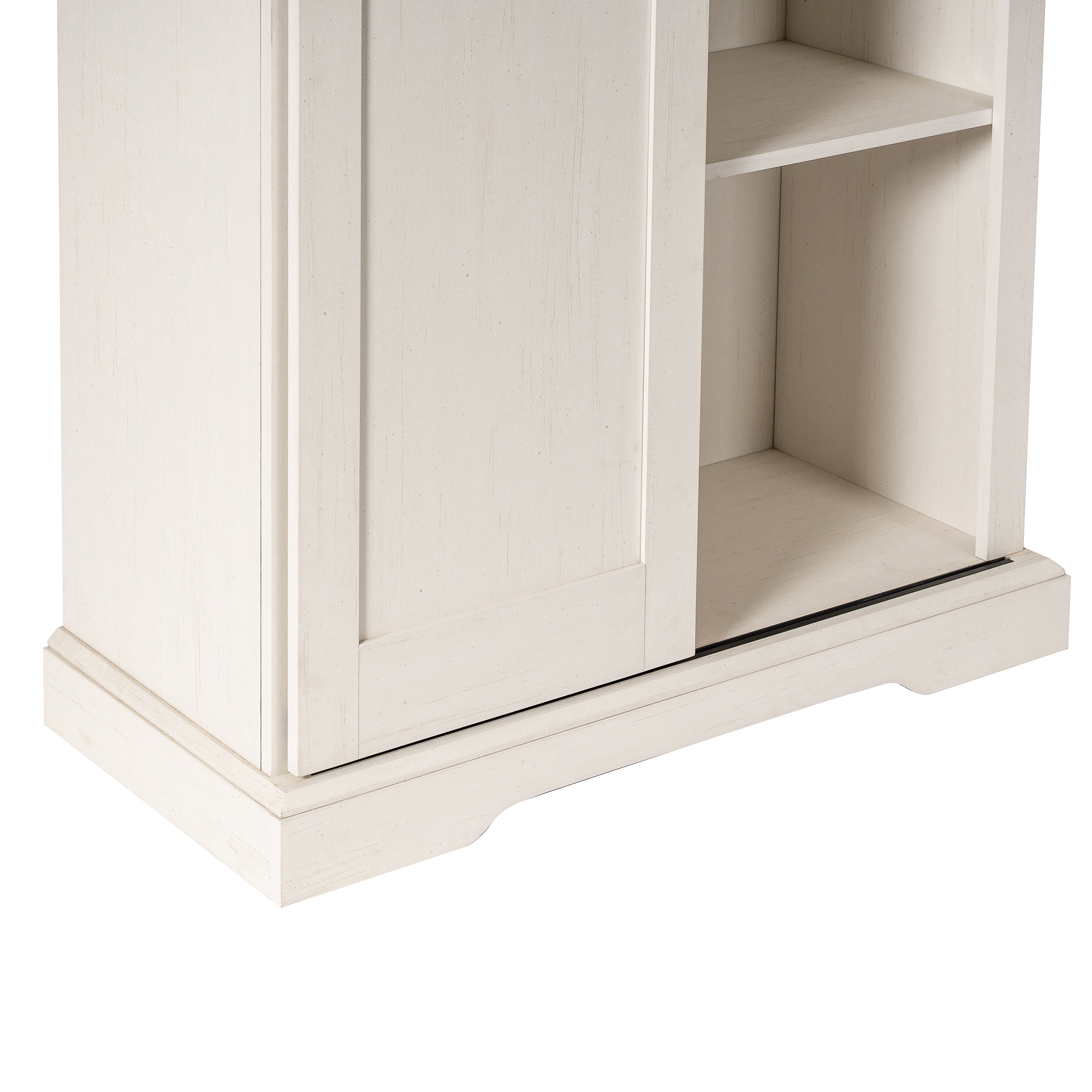 Harrison 36" Wide Rustic Farmhouse Storage Cabinet Bookcase with Sliding Barn Door and 4 Adjustable and 2 Fixed Shelves in White