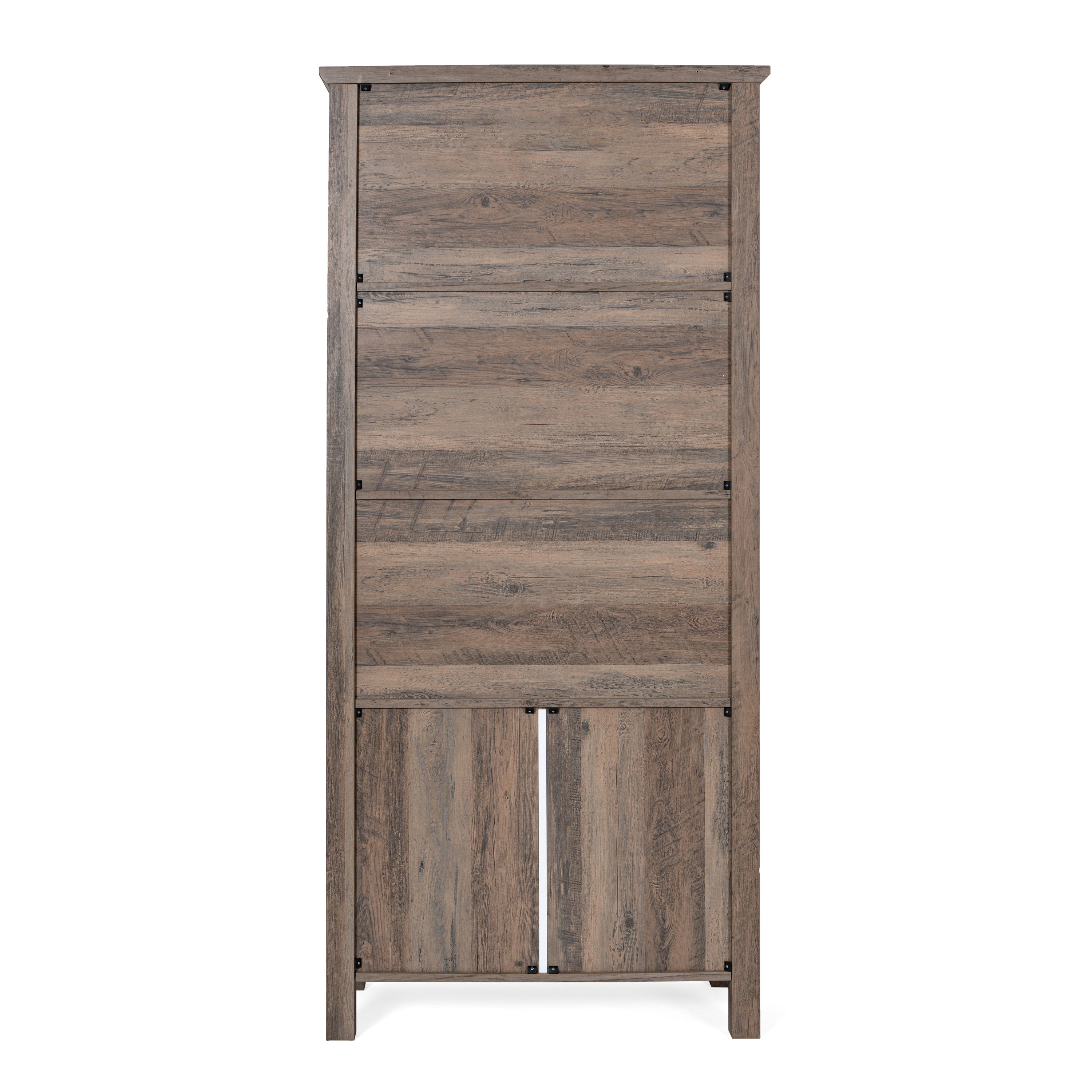 Stella Modern Farmhouse Wooden Bookcase and Storage Cabinet with Tempered Glass Doors and 3 Upper Shelves in Gray Wash