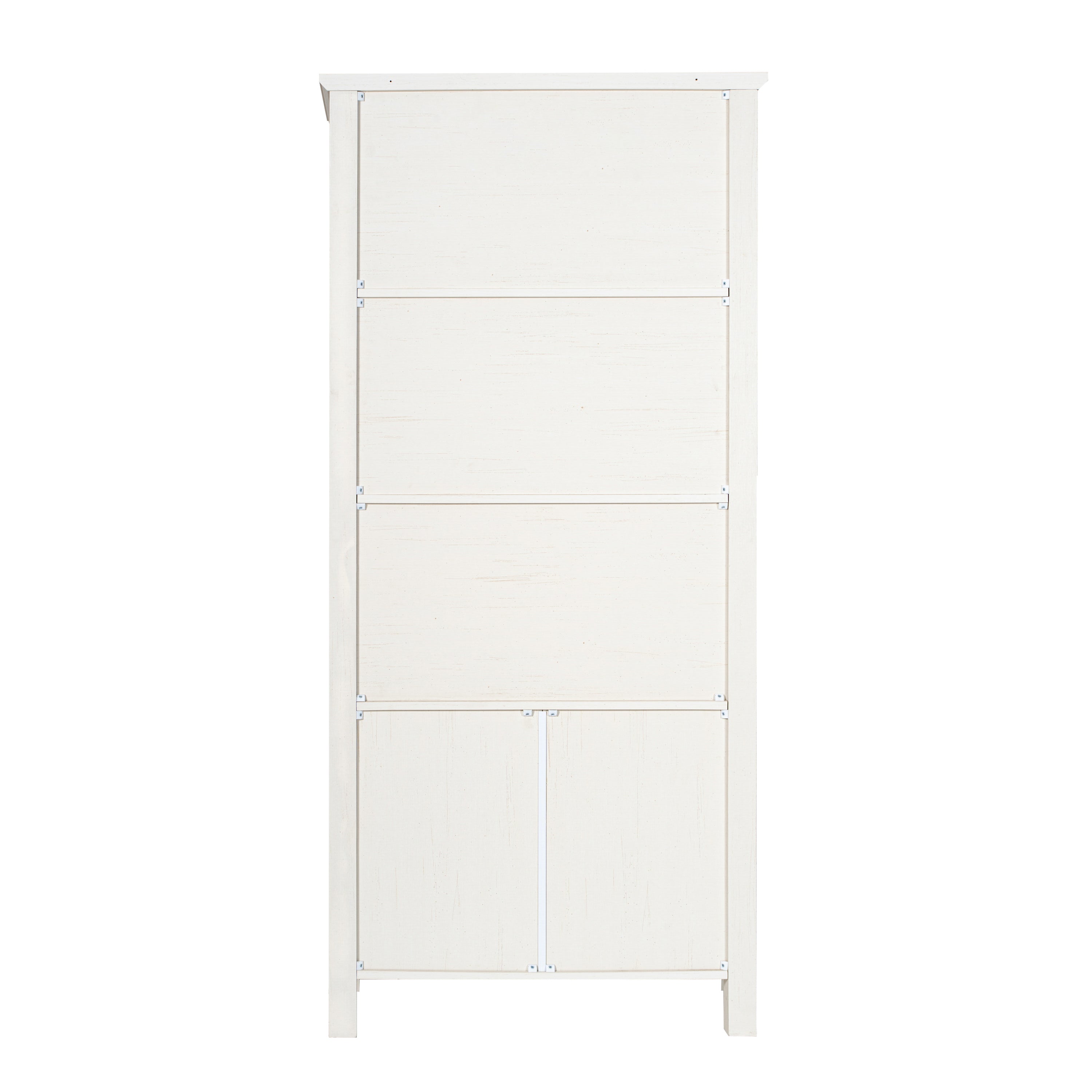 Stella Modern Farmhouse Wooden Bookcase and Storage Cabinet with Tempered Glass Doors and 3 Upper Shelves in White