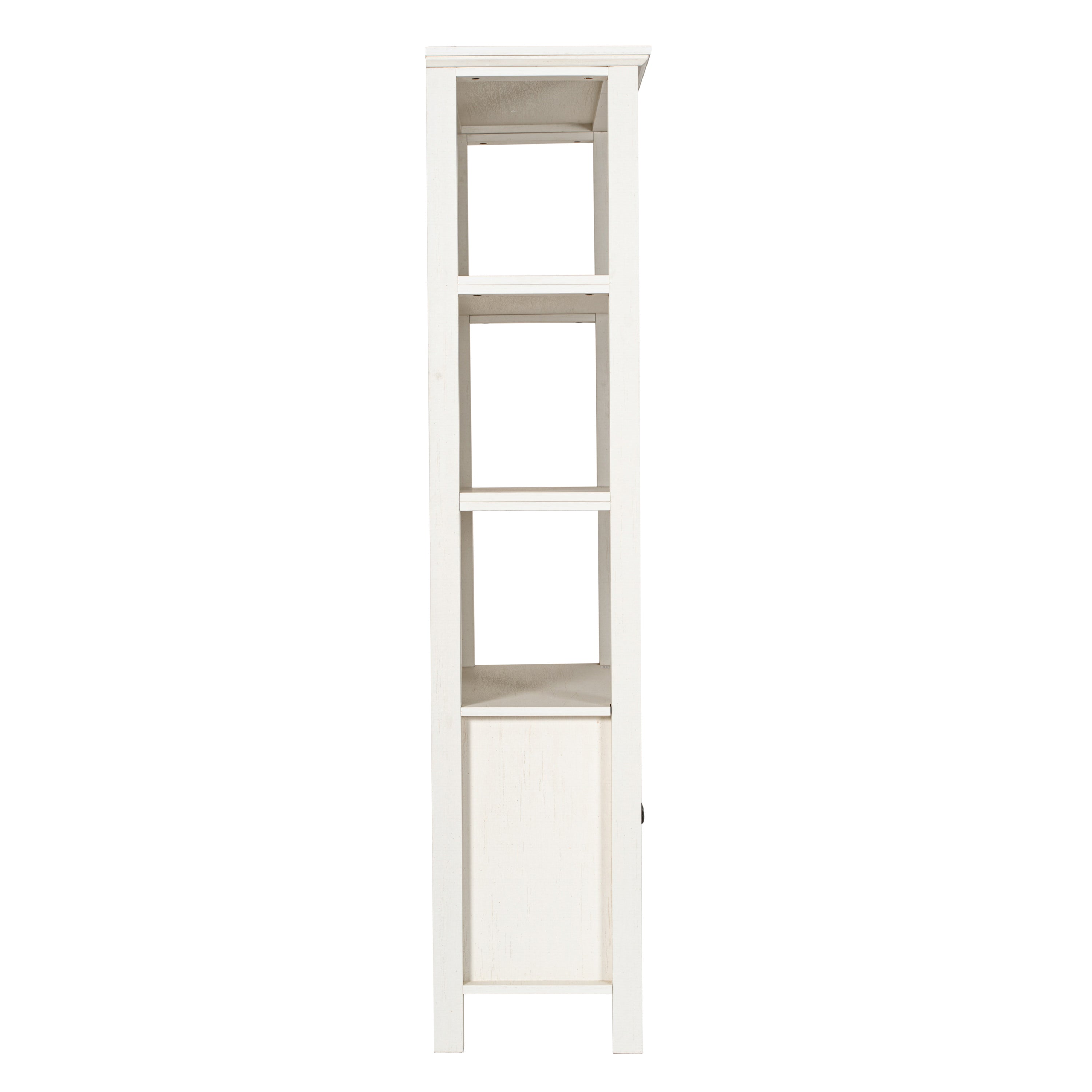 Stella Modern Farmhouse Wooden Bookcase and Storage Cabinet with Tempered Glass Doors and 3 Upper Shelves in White