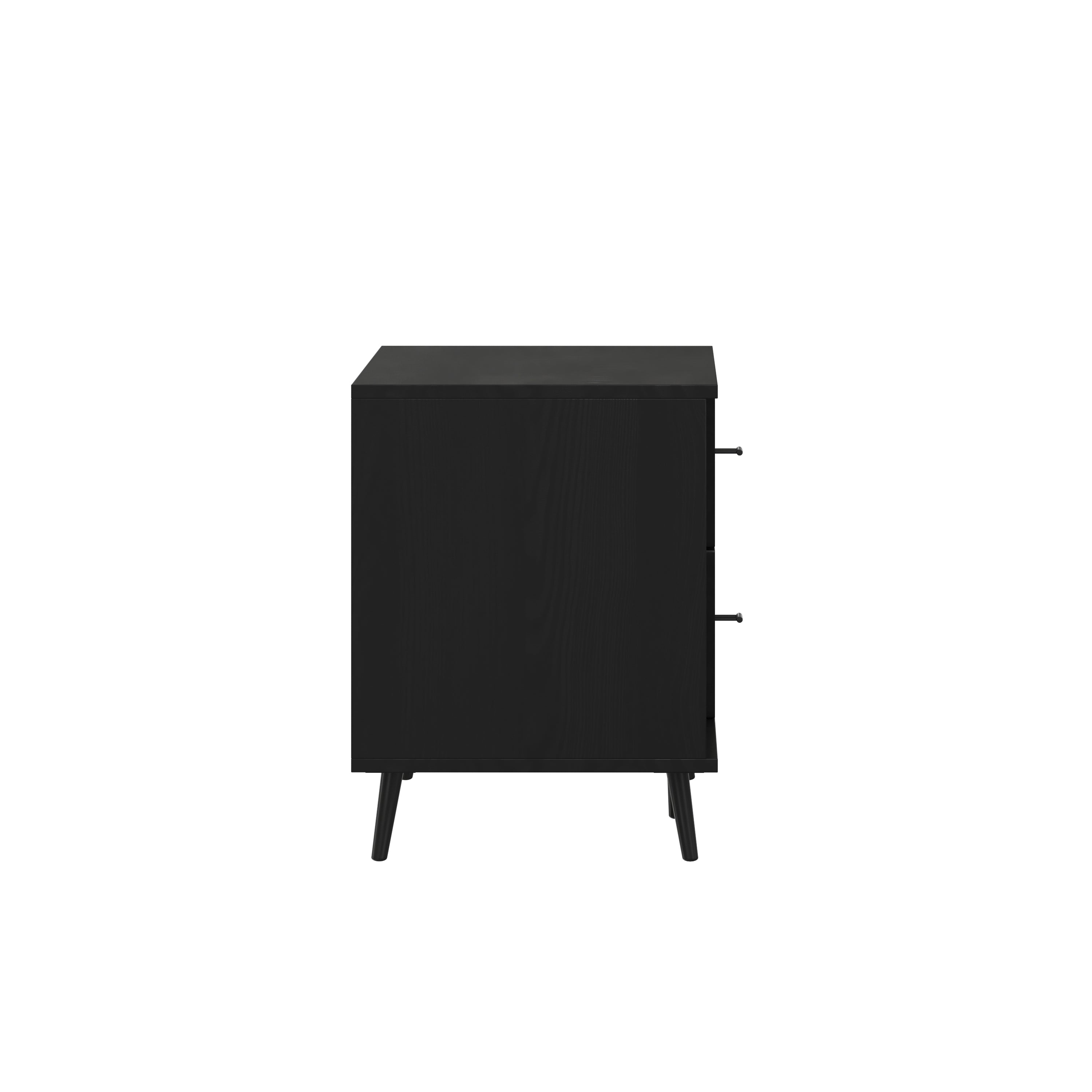 Nelson 65" Mid Century Modern TV Stand for up to 60" TV's with Adjustable Shelf and Storage Drawers, Black