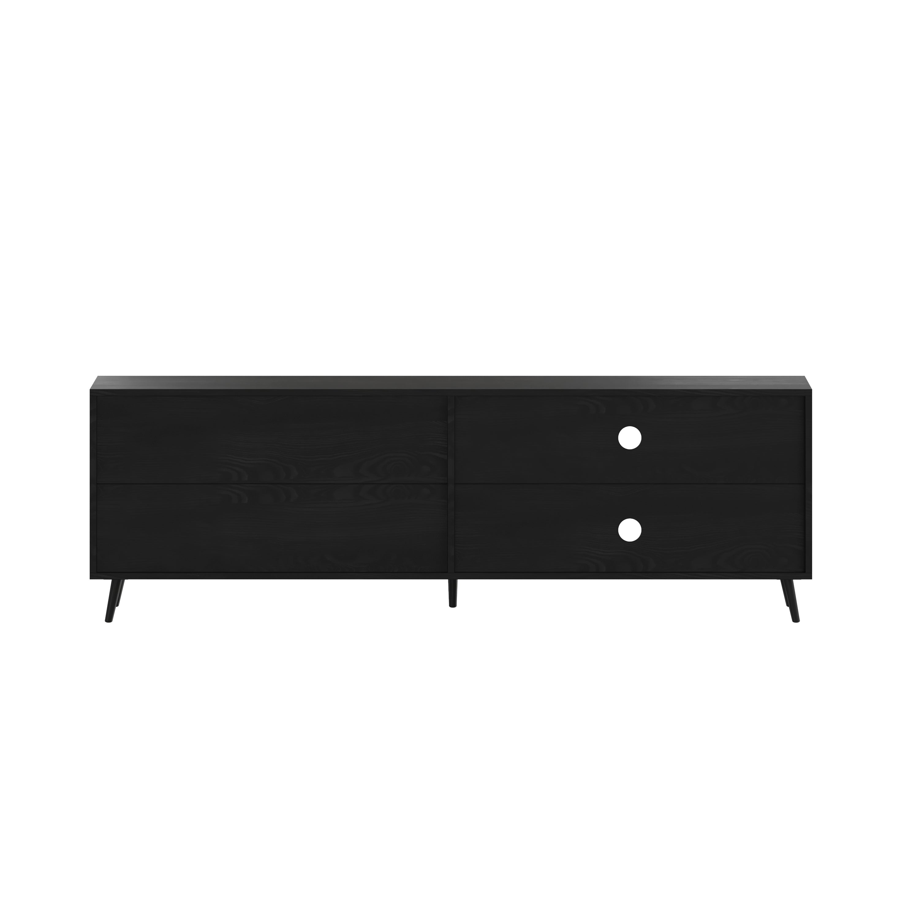 Nelson 65" Mid Century Modern TV Stand for up to 60" TV's with Adjustable Shelf and Storage Drawers, Black