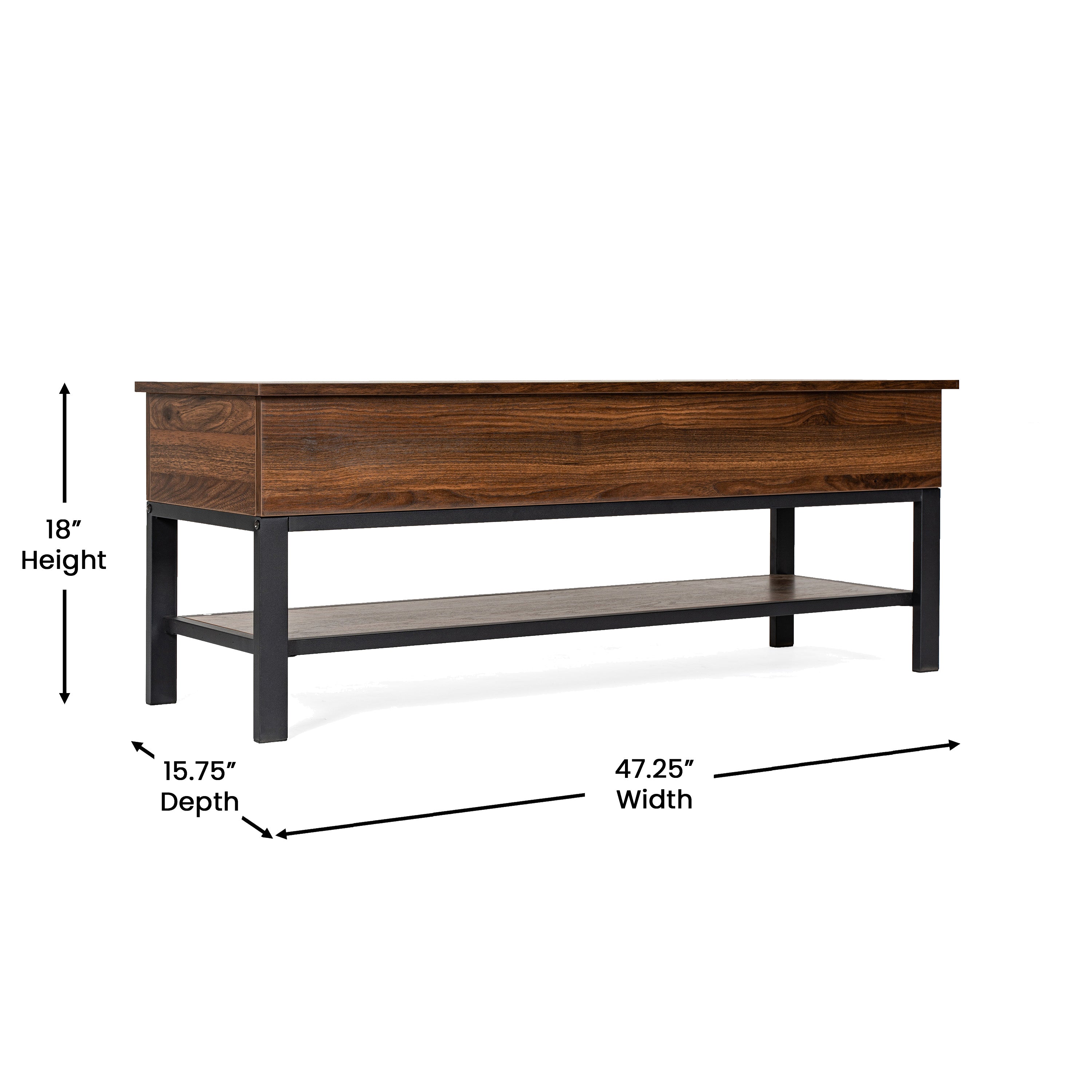 Wyatt Farmhouse Entryway Storage Bench with Lower Shelf Perfect for Entryway, Mudroom, or Bedroom in Walnut