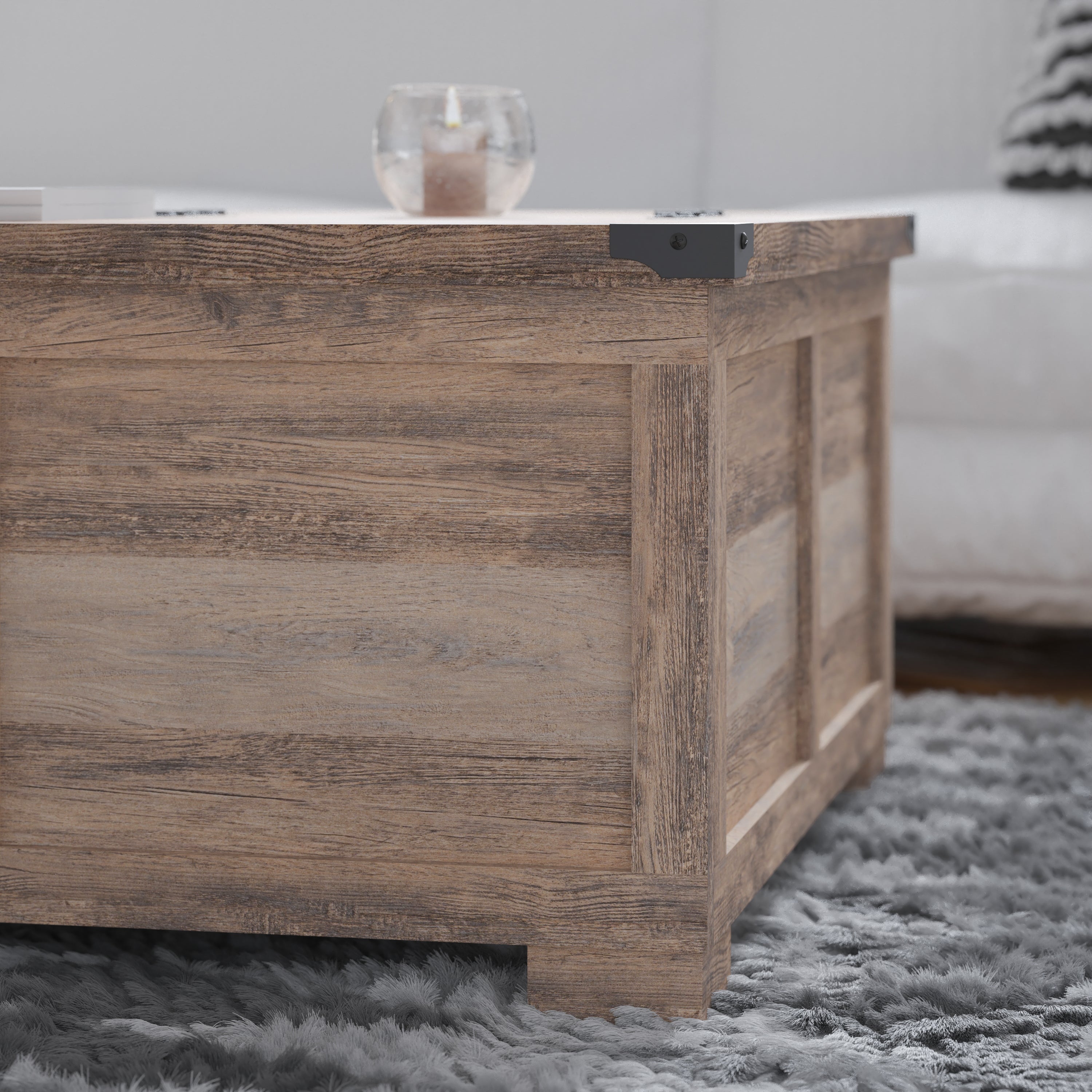 Wyatt 35.75" Farmhouse Storage Coffee Table with Hinged Lift Top, Large Coffee Table with Hidden Storage, Gray Wash