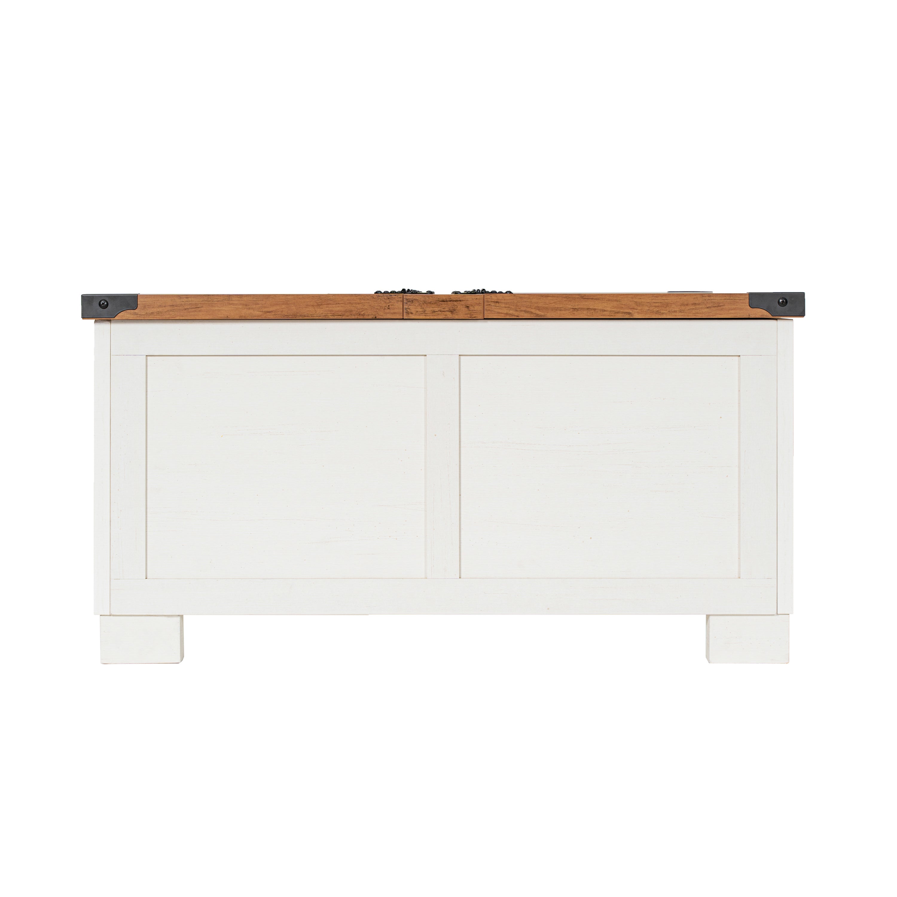 Wyatt 35.75" Farmhouse Storage Coffee Table with Hinged Lift Top, Large Coffee Table with Hidden Storage, Two Tone Finish, White/Rustic Oak