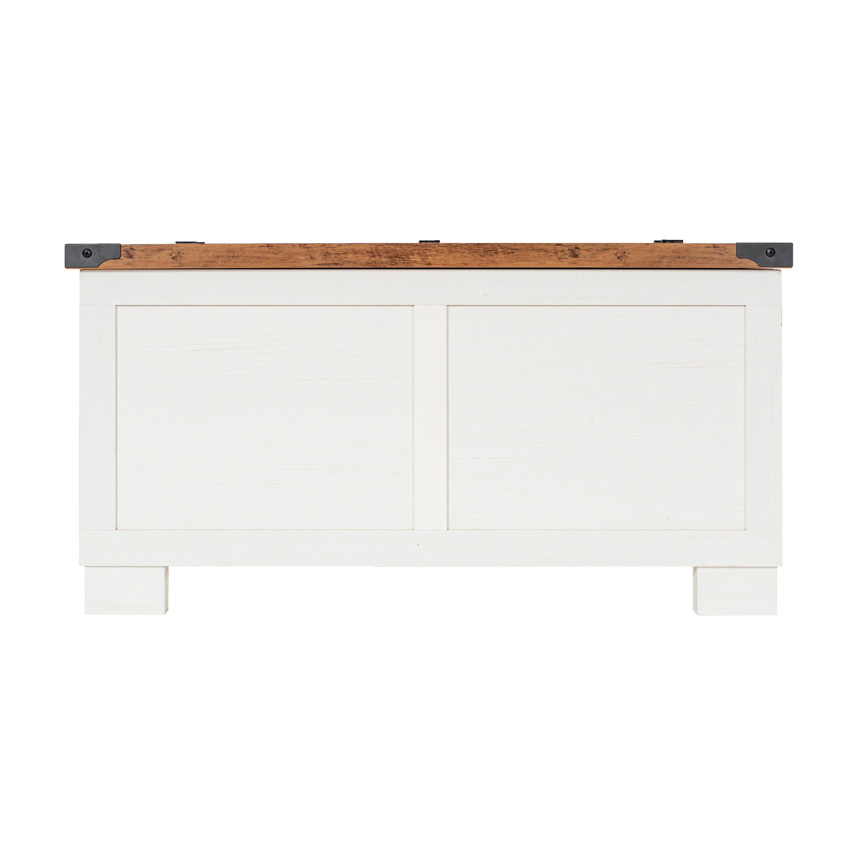 Wyatt 35.75" Farmhouse Storage Coffee Table with Hinged Lift Top, Large Coffee Table with Hidden Storage, Two Tone Finish, White/Rustic Oak