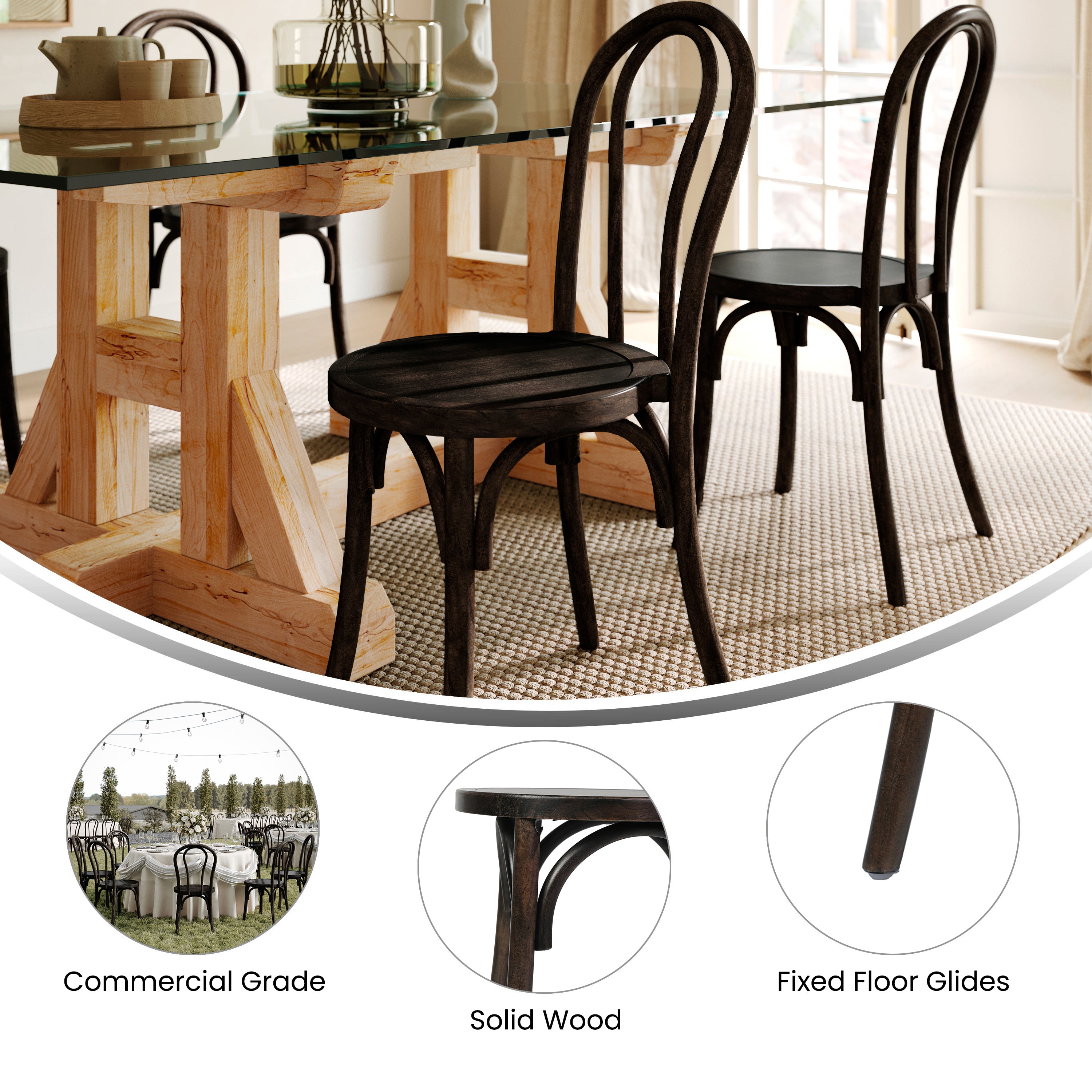 Betsy Commercial Grade Early American Thonet Style Solid Wood Stackable Dining Chair