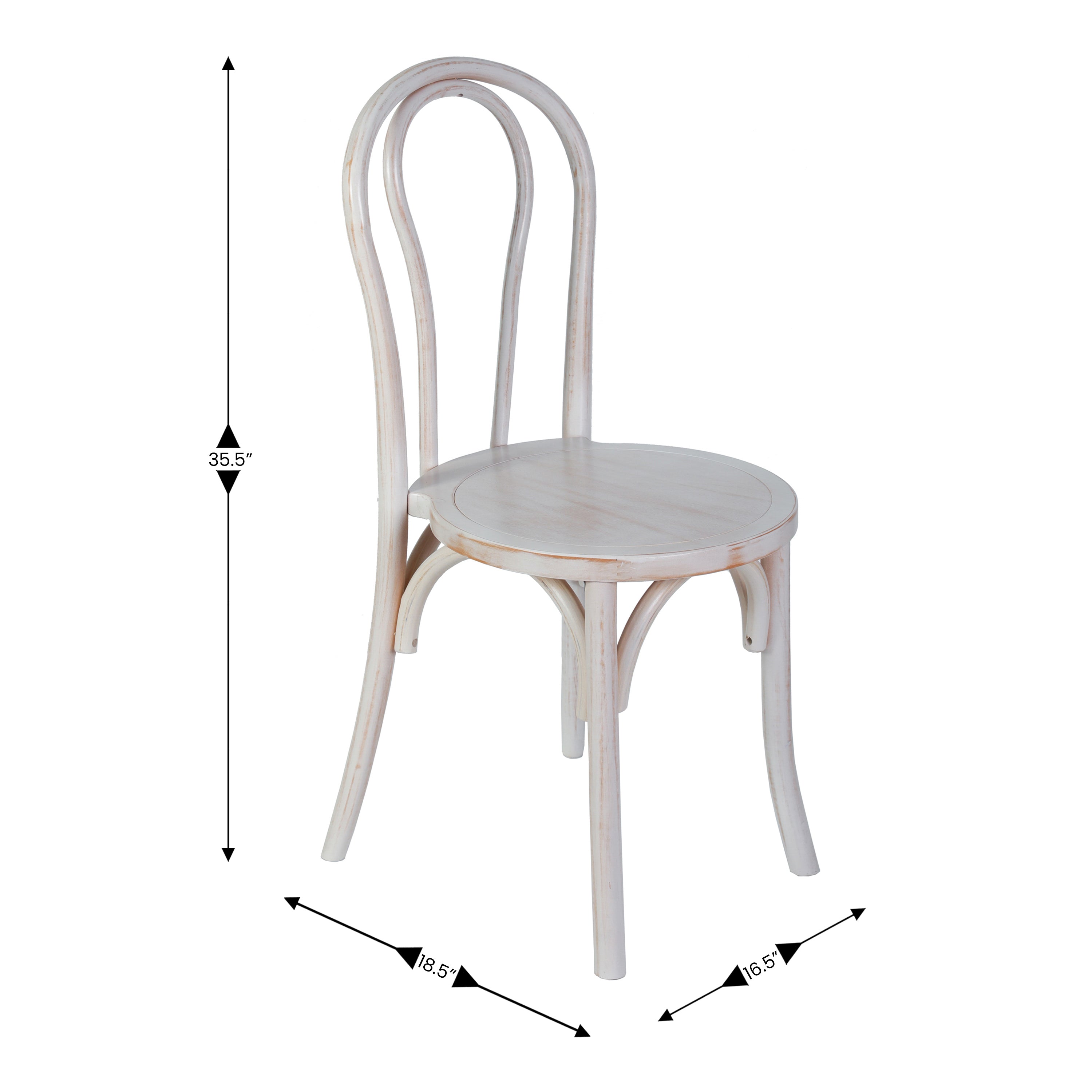 Betsy Commercial Grade White Wash Thonet Style Solid Wood Stackable Dining Chair
