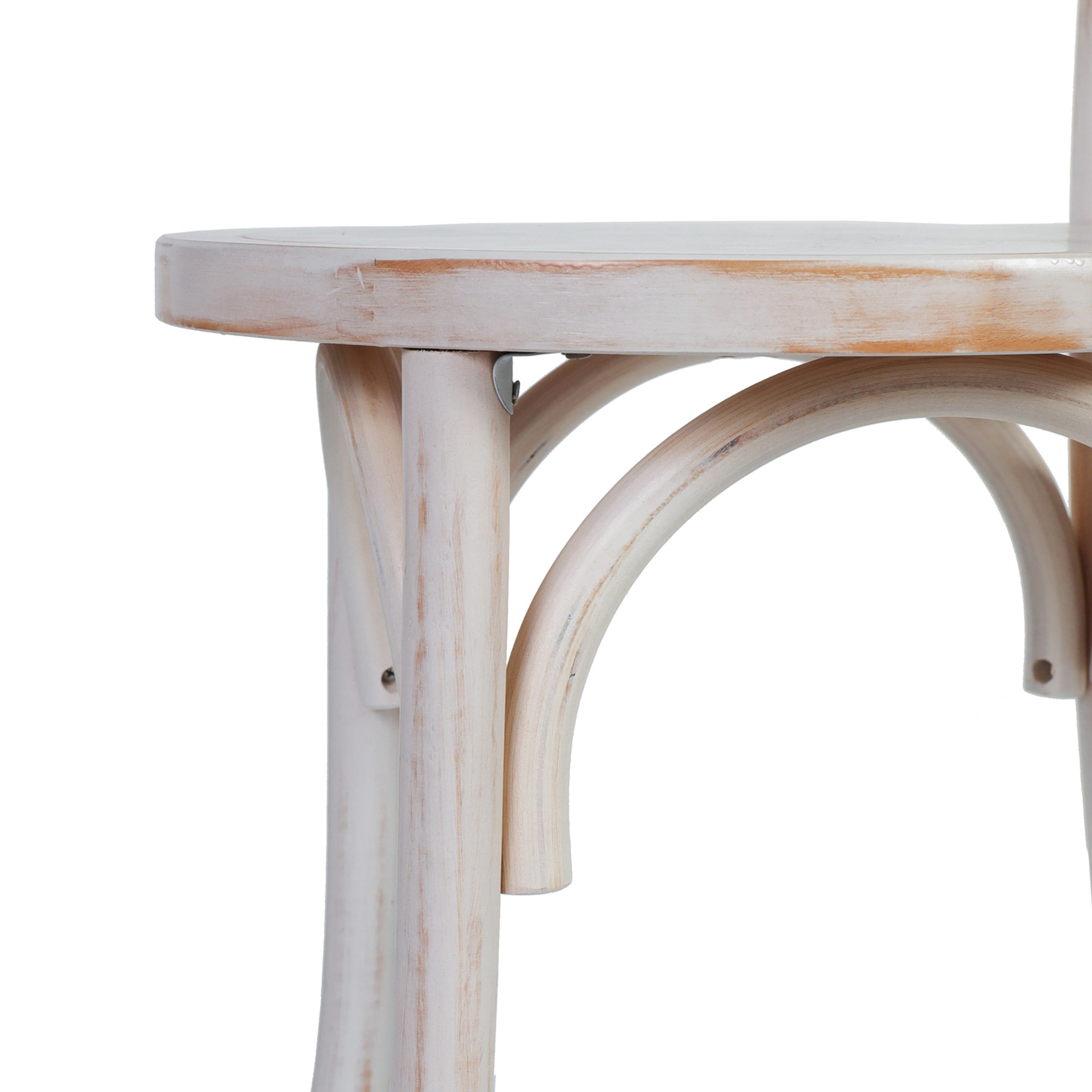 Betsy Commercial Grade White Wash Thonet Style Solid Wood Stackable Dining Chair