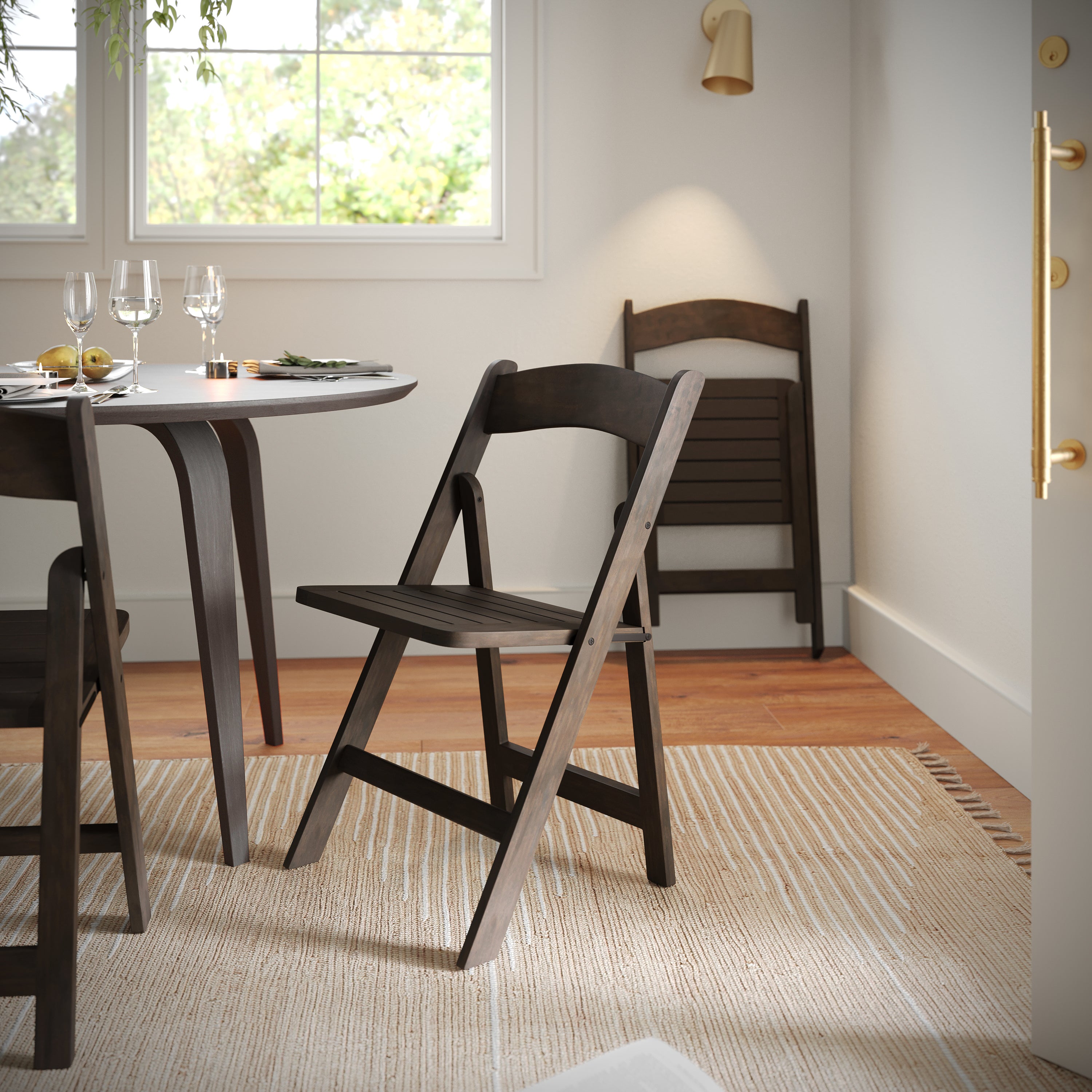 Holden Commercial Grade Early American Solid Wood Folding Dining Chair