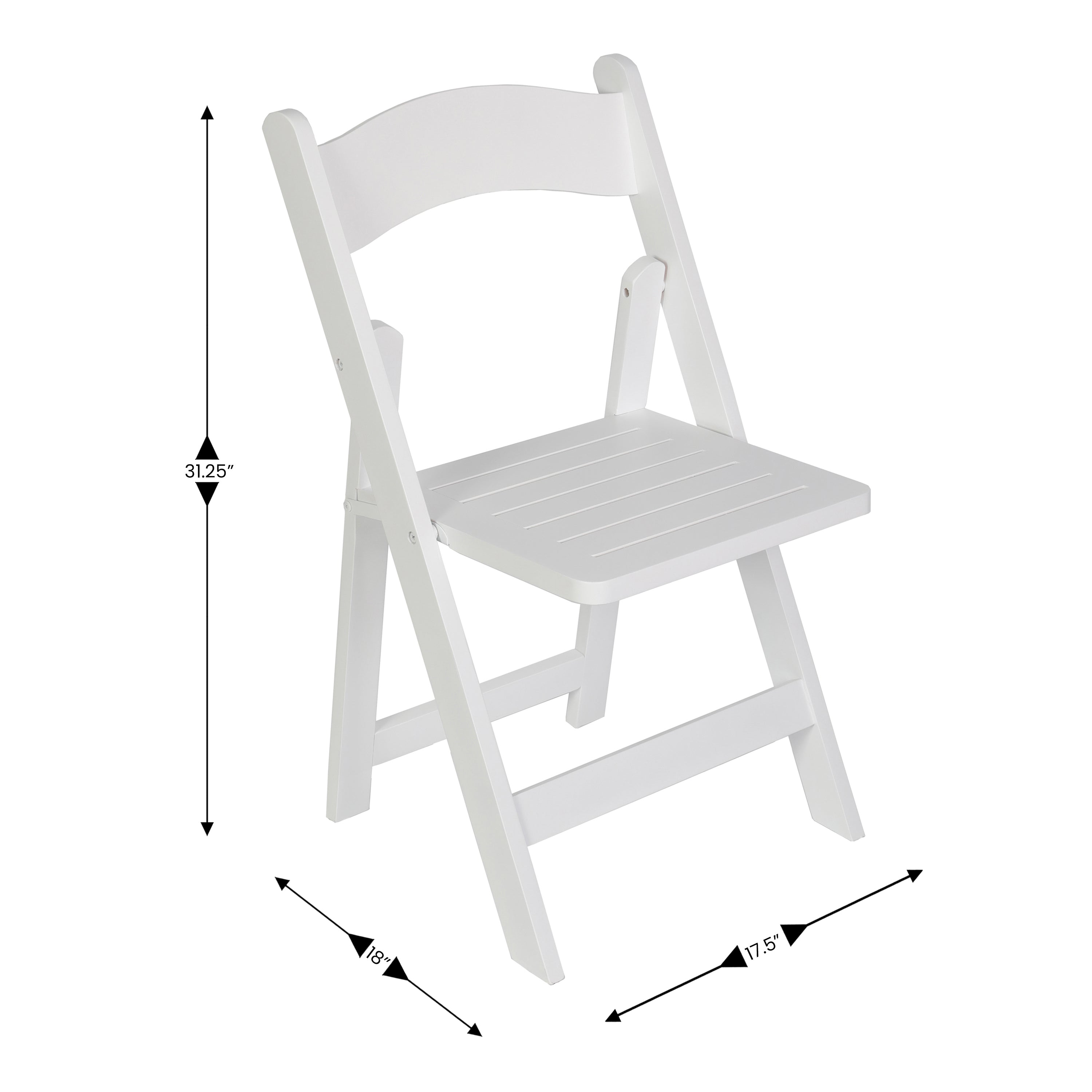 Holden Commercial Grade White Solid Wood Folding Dining Chair