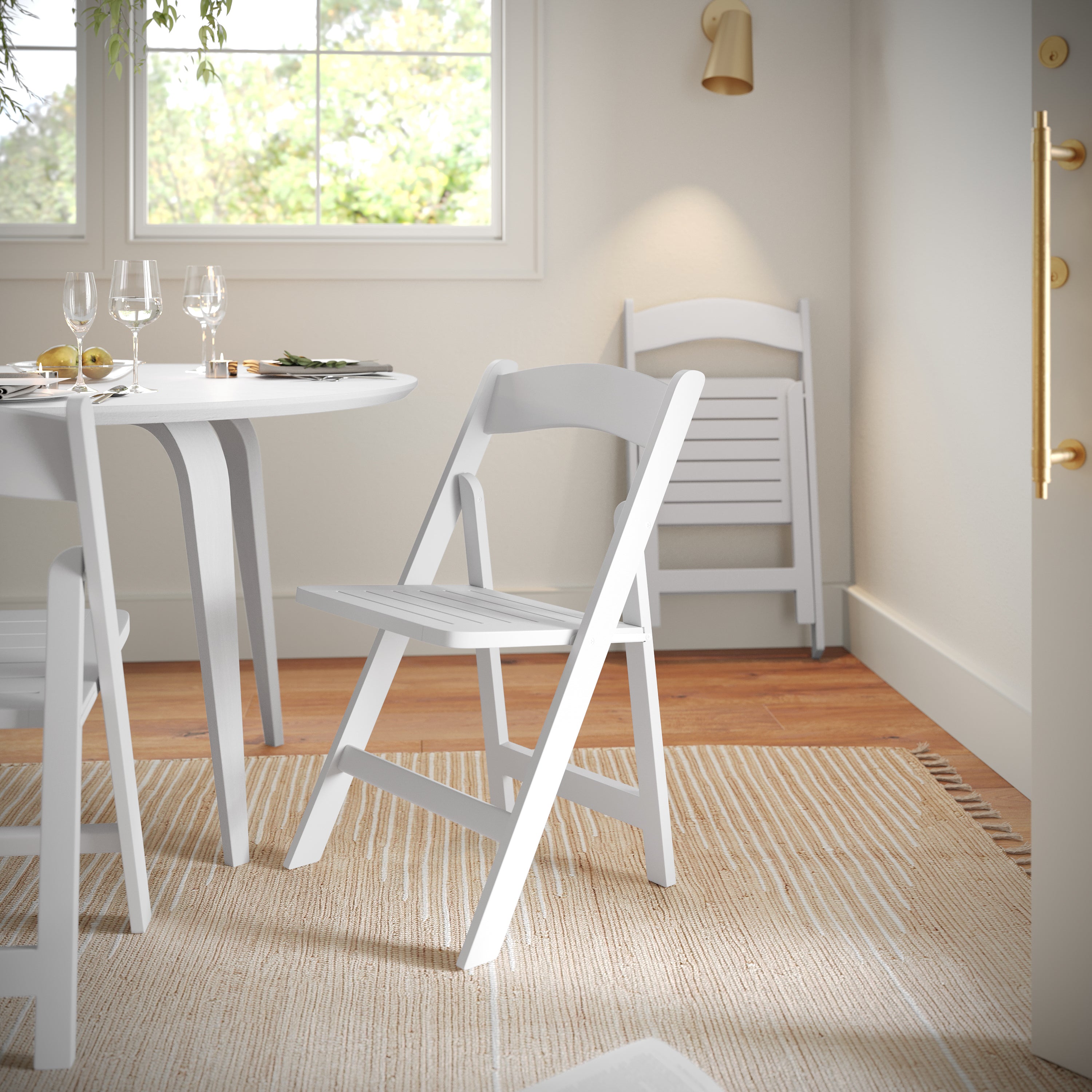 Holden Commercial Grade White Solid Wood Folding Dining Chair