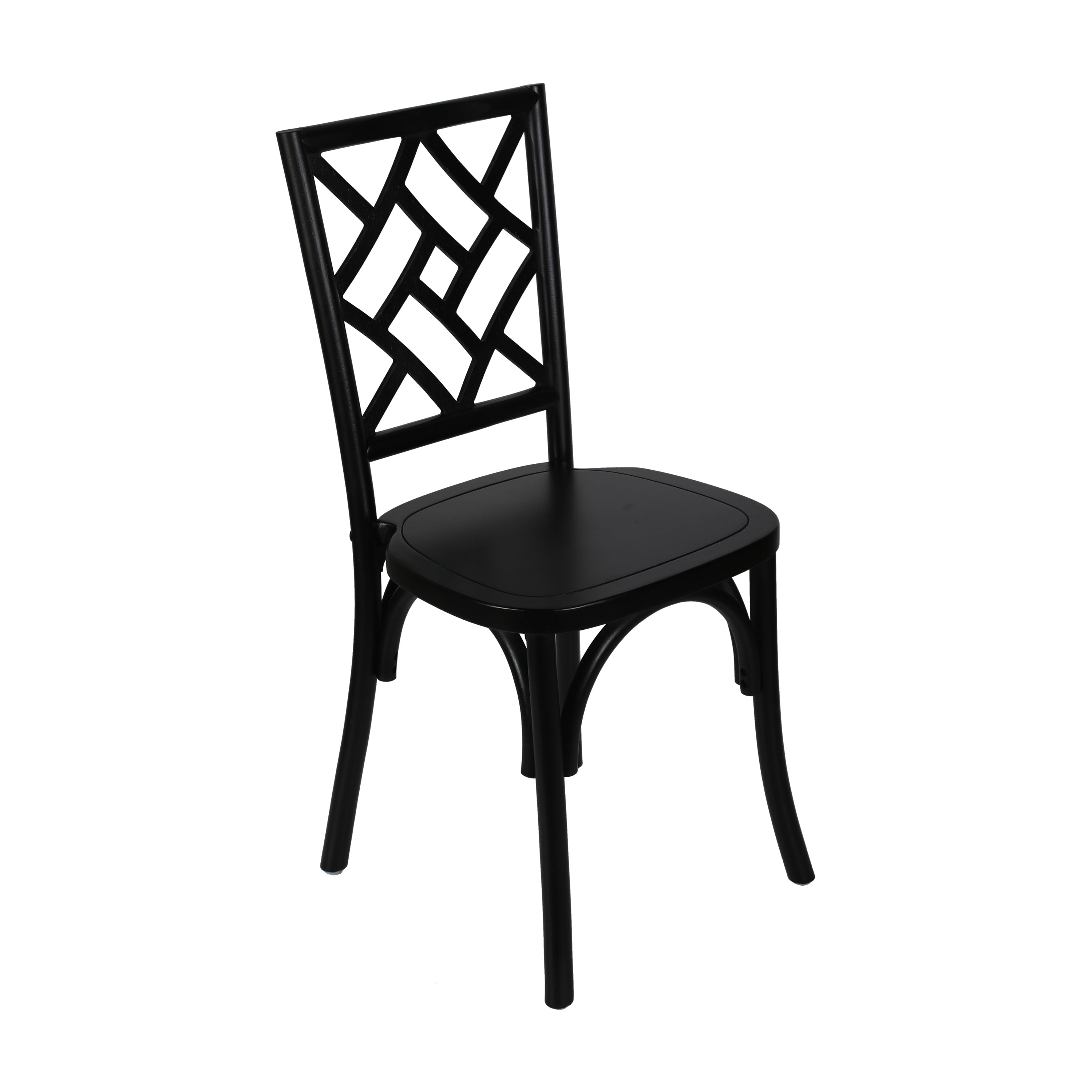 Brooklyn Commercial Grade Black Solid Wood Stackable Dining Chair with Intricate Back Detail