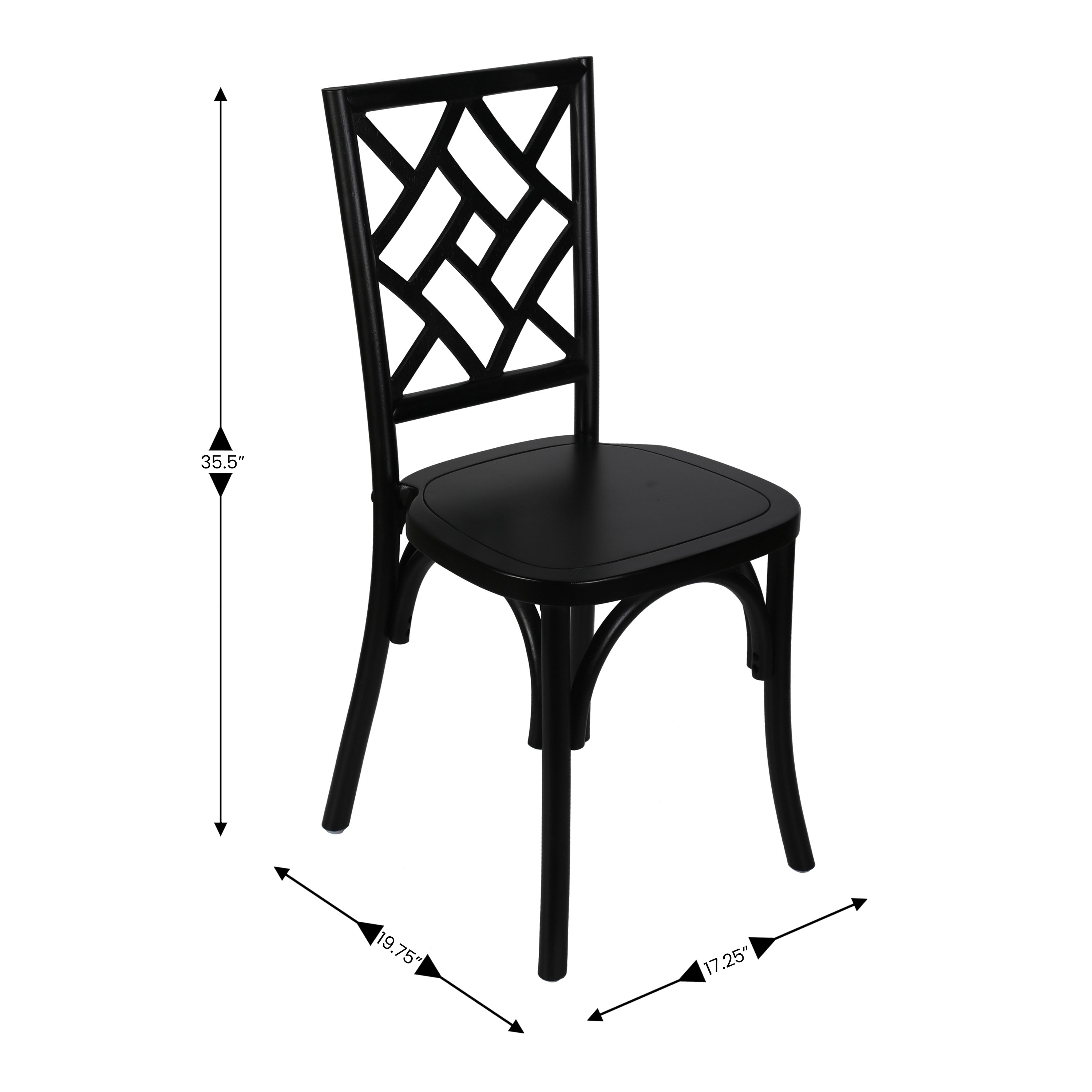 Brooklyn Commercial Grade Black Solid Wood Stackable Dining Chair with Intricate Back Detail