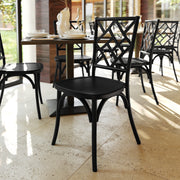 Brooklyn Commercial Grade Black Solid Wood Stackable Dining Chair with Intricate Back Detail