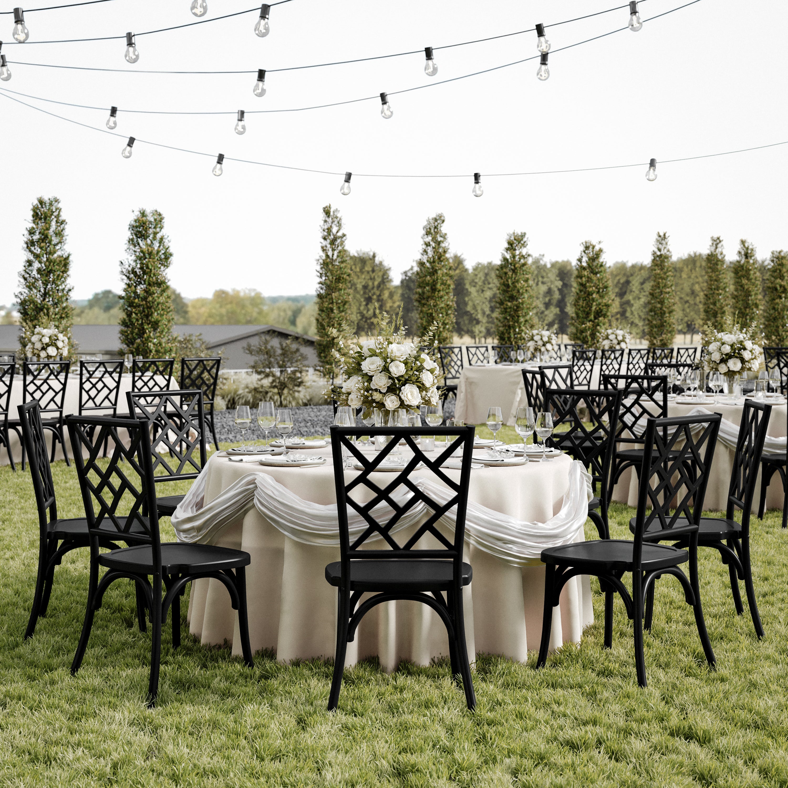 Brooklyn Commercial Grade Black Solid Wood Stackable Dining Chair with Intricate Back Detail
