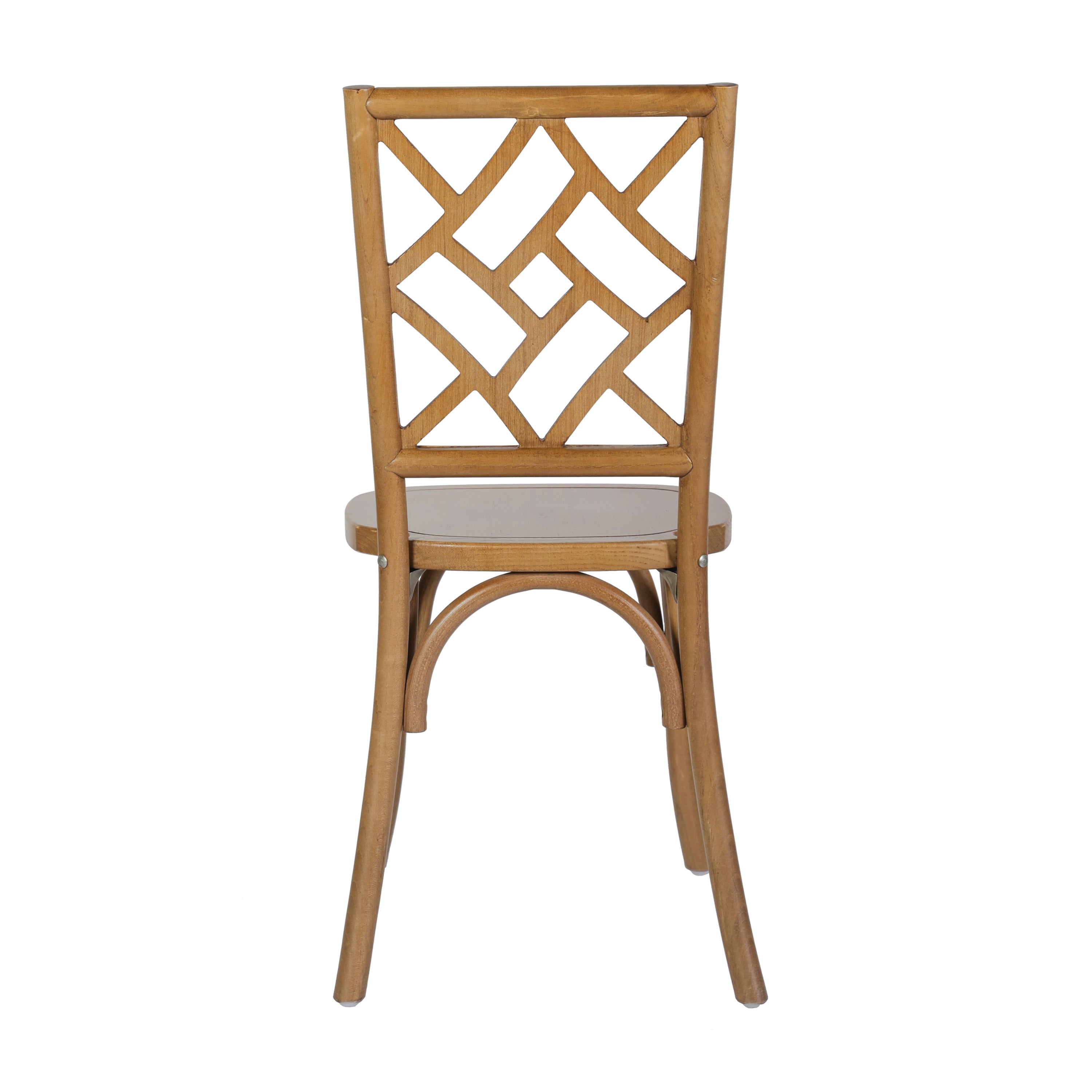 Brooklyn Commercial Grade Pecan Solid Wood Stackable Dining Chair with Intricate Back Detail