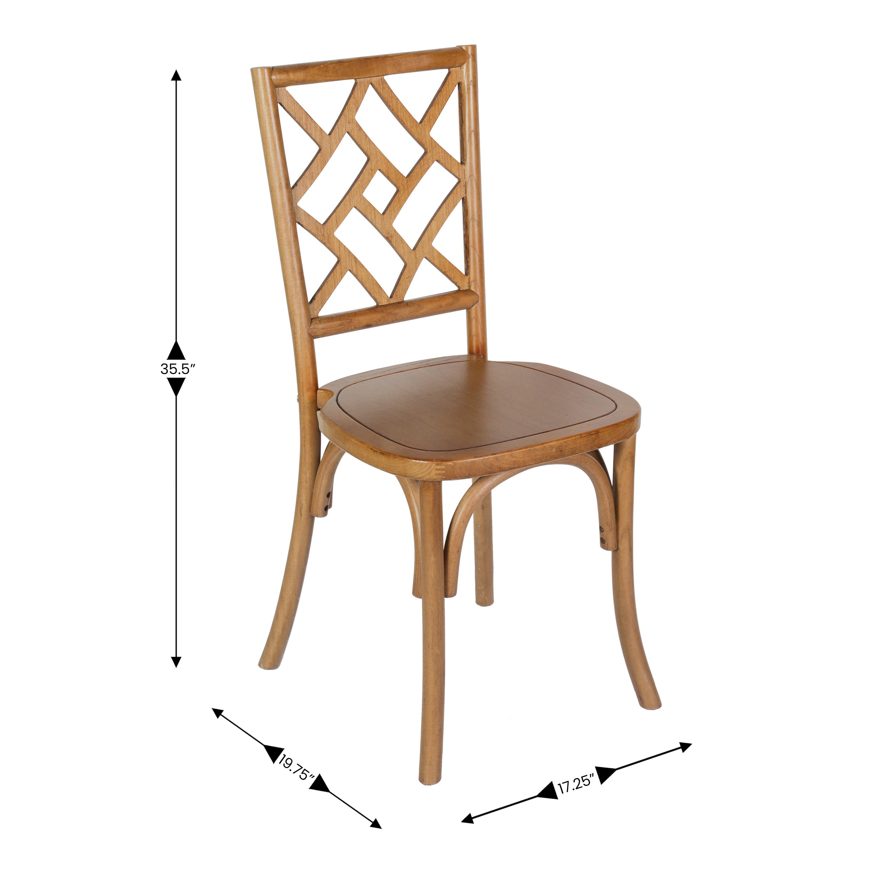 Brooklyn Commercial Grade Pecan Solid Wood Stackable Dining Chair with Intricate Back Detail