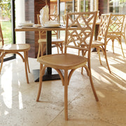 Brooklyn Commercial Grade Pecan Solid Wood Stackable Dining Chair with Intricate Back Detail