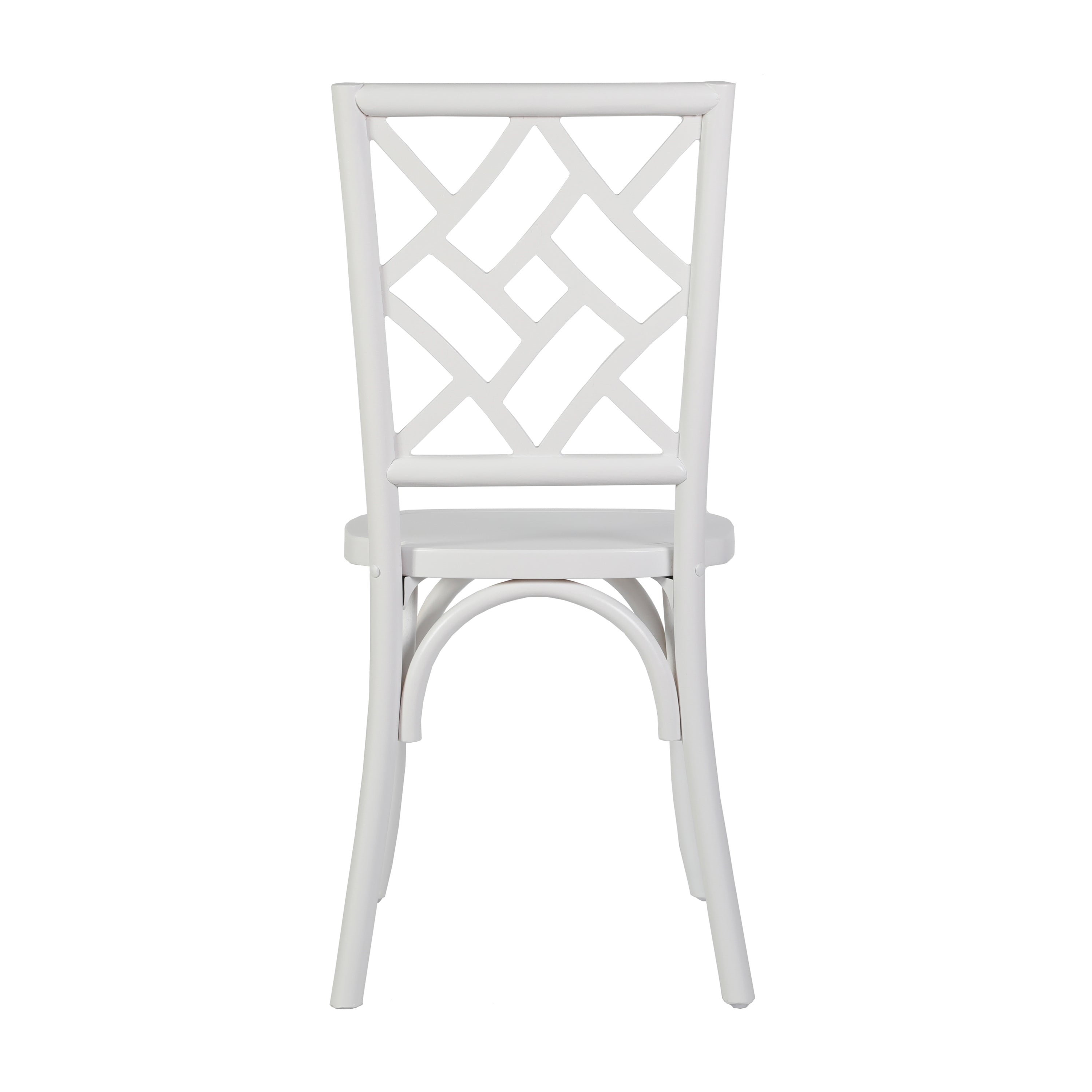 Brooklyn Commercial Grade White Solid Wood Stackable Dining Chair with Intricate Back Detail